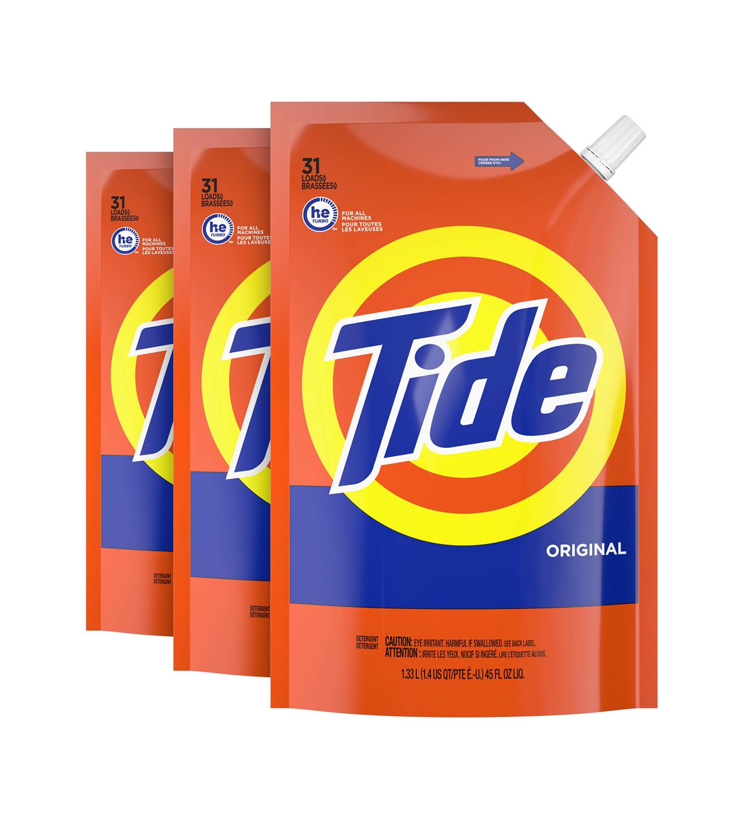 Tide Liquid Laundry Detergent Pouches - HE Original Scent - 93 Loads (Pack of 3) - Buy Online on GoSupps.com