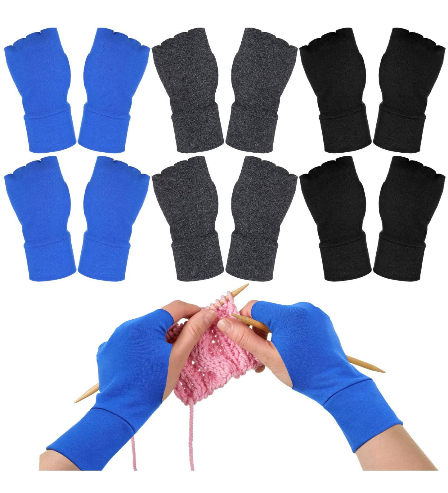 6 Pairs Stress Relief Crochet Gloves - Fingerless Arthritis Hand Gloves for Pain Relief | Lightweight Crafting & Sewing Accessories for Men & Women - Buy Online on GoSupps.com