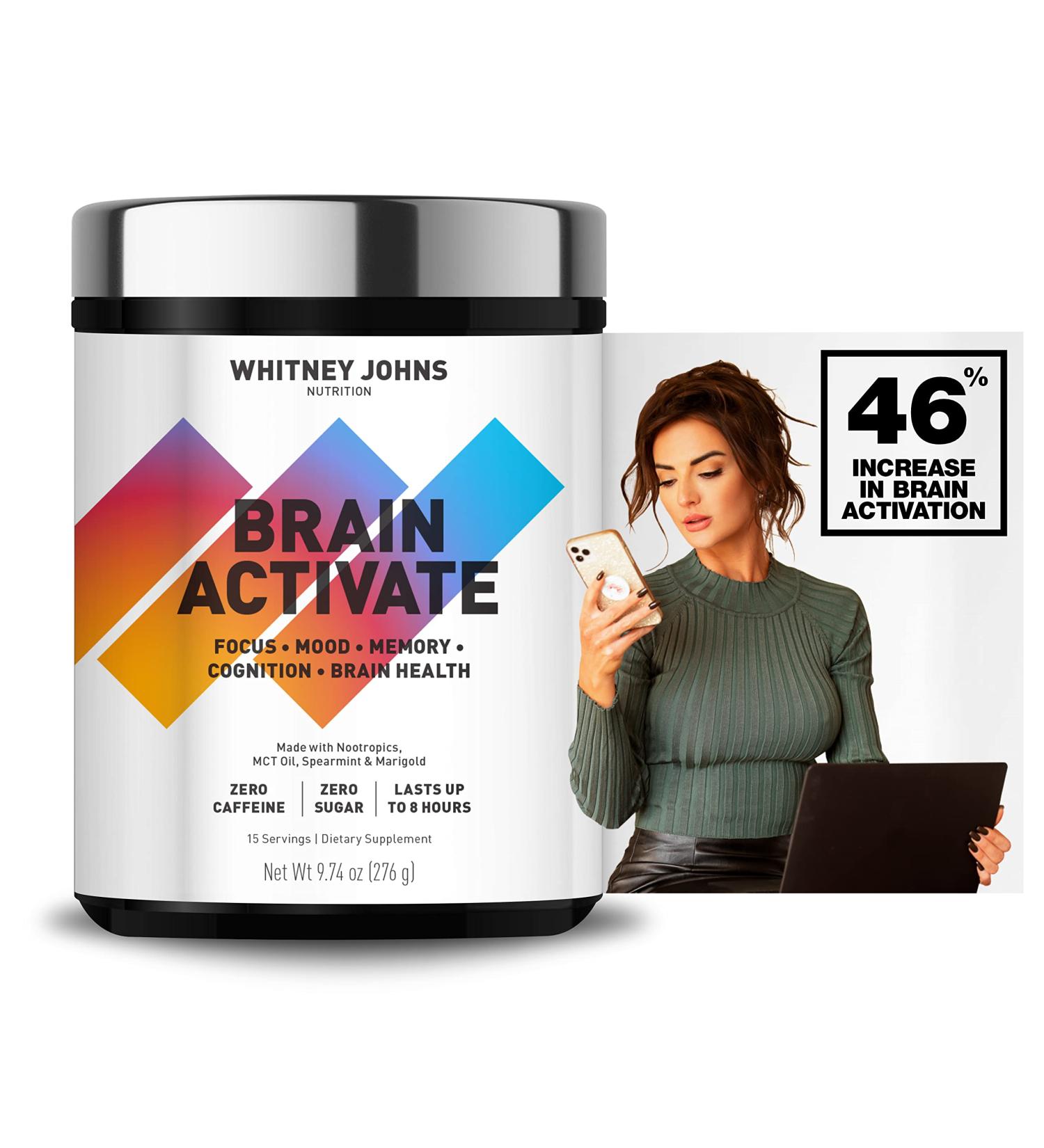 Whitney Johns Brain Booster Nootropic Supplement - Memory & Focus Support with Fast-Acting MCT C8 Formula | Reduce Brain Fog | 2 Tubs - Buy Online on GoSupps.com