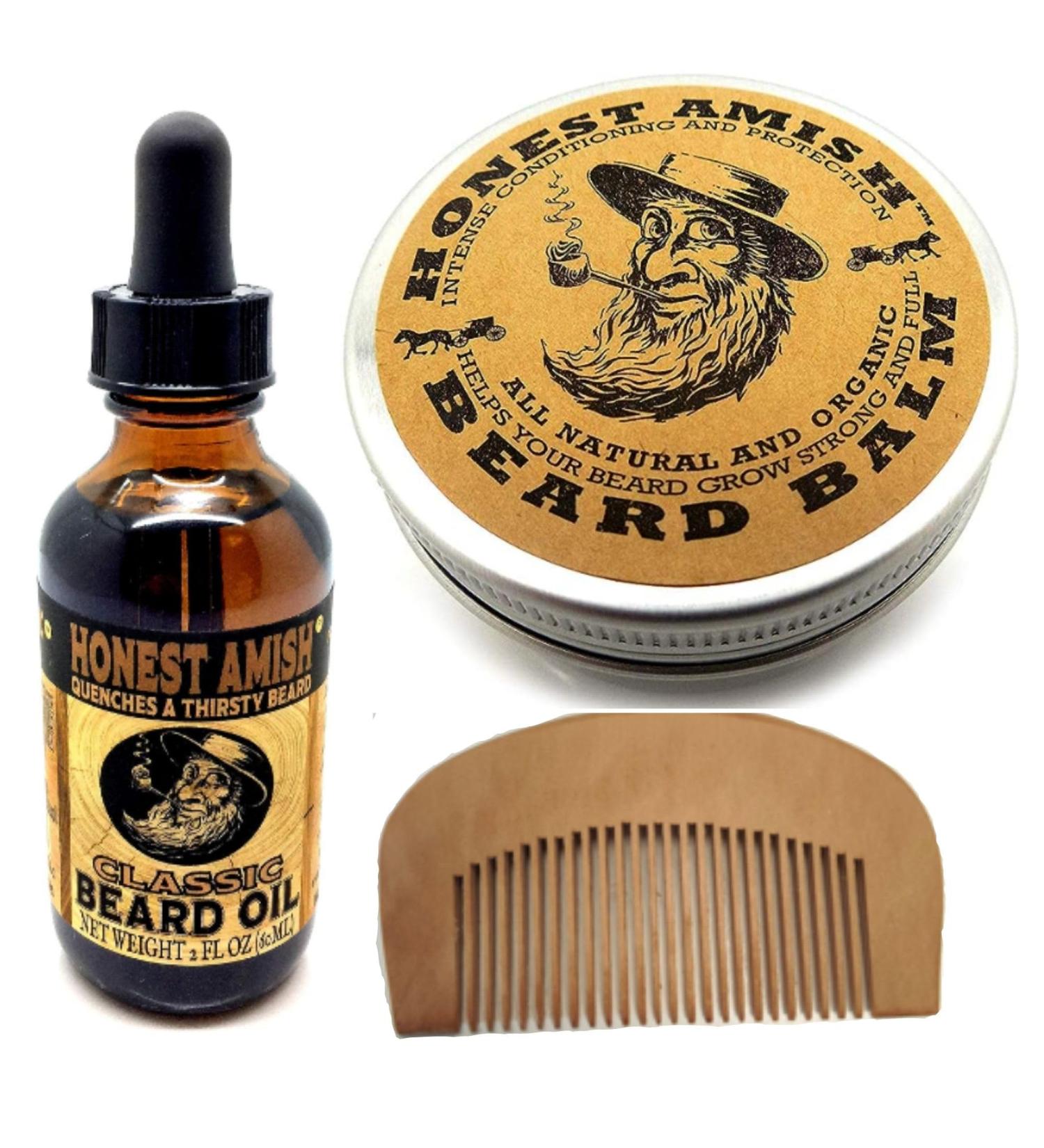 Pellagio Beard Care Set - Honest Amish Beard Oil & Balm with Wooden Comb | Beard Care Bundle - Buy Online on GoSupps.com