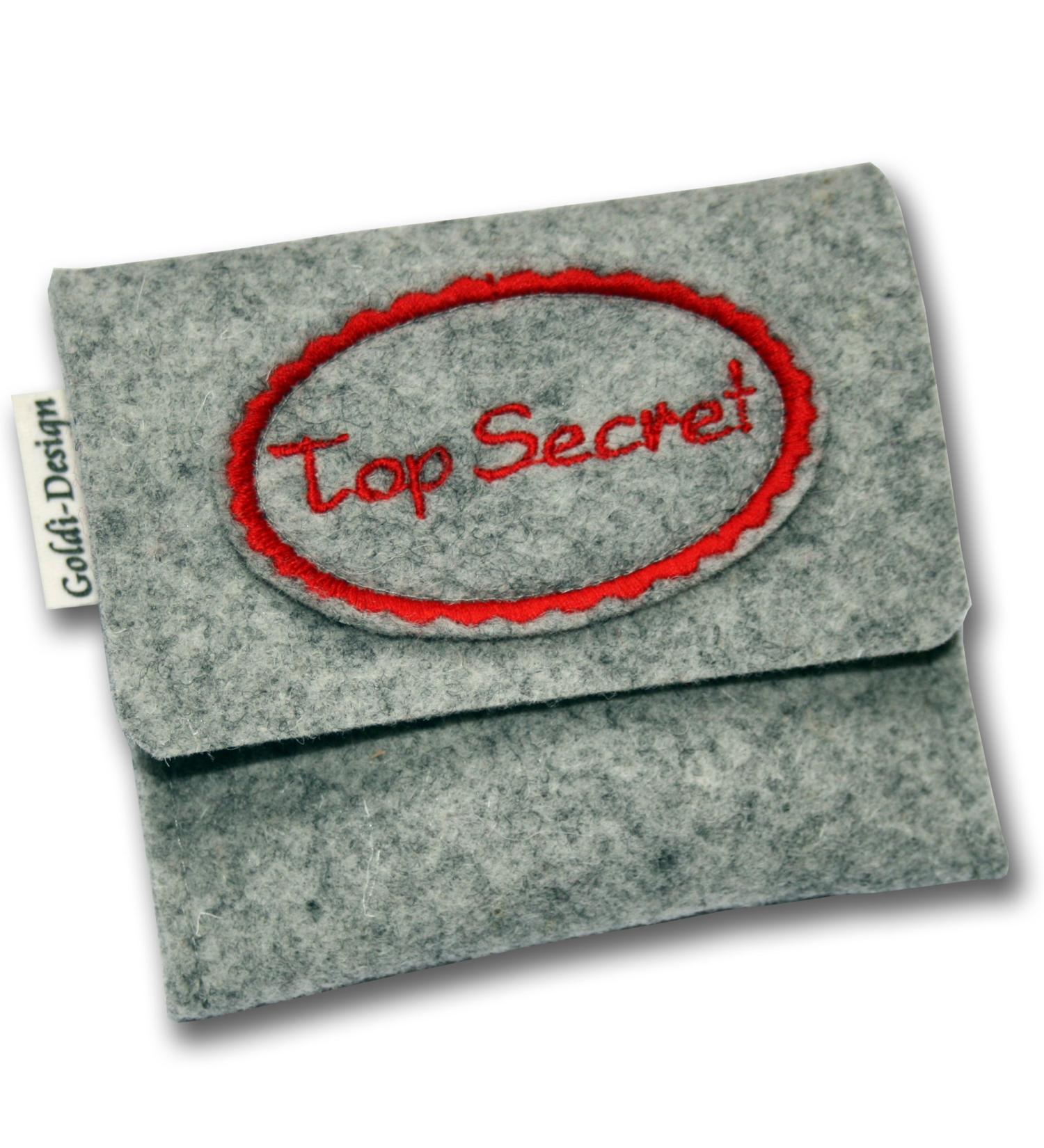 Goldi-Design felt tampon bag with cheeky inscription Top Secret