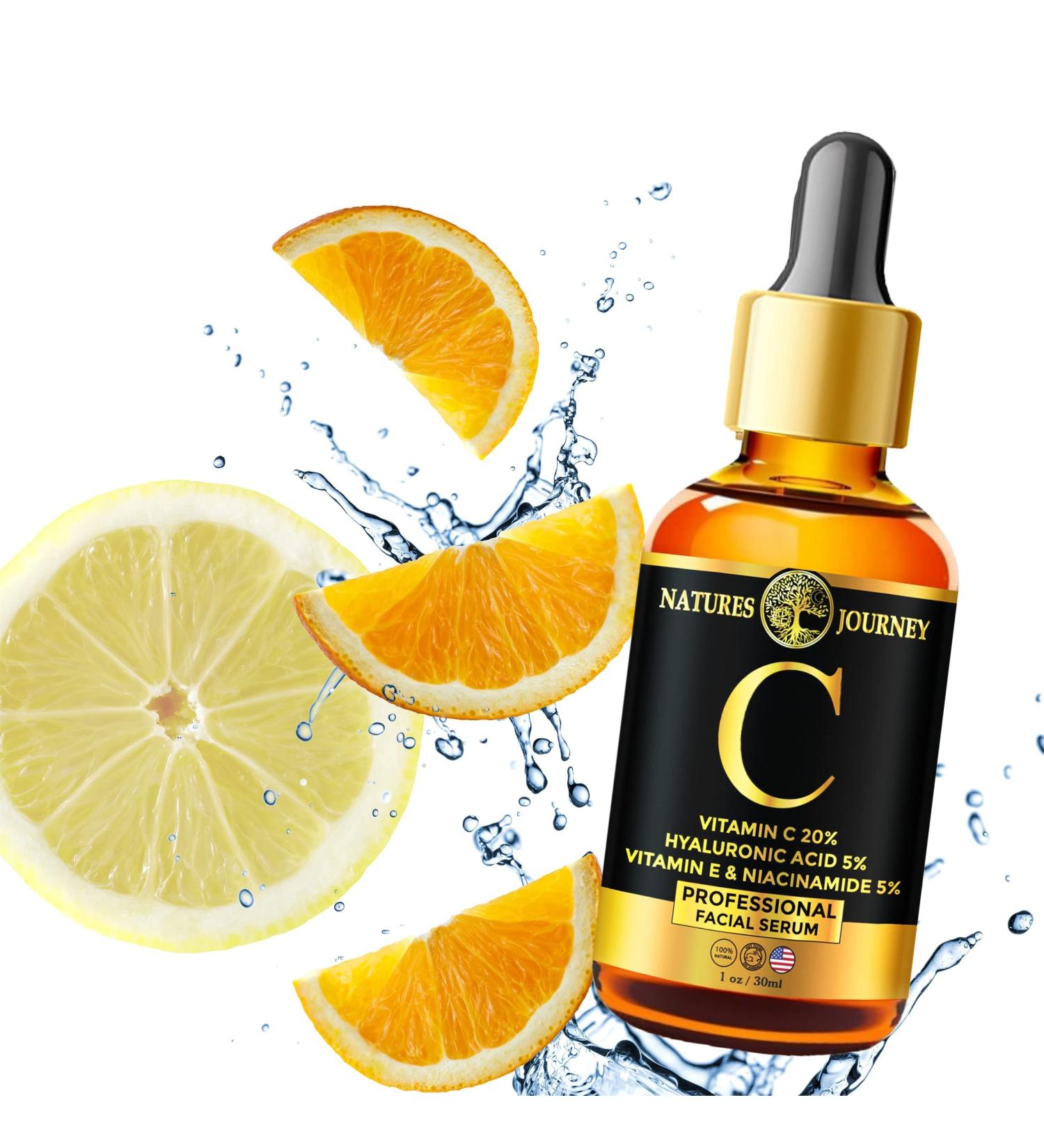 Natures Journey Vitamin C Serum with Hyaluronic Acid - Dark Spot Corrector & Anti-Aging Formula (1 oz) - Buy Online on GoSupps.com
