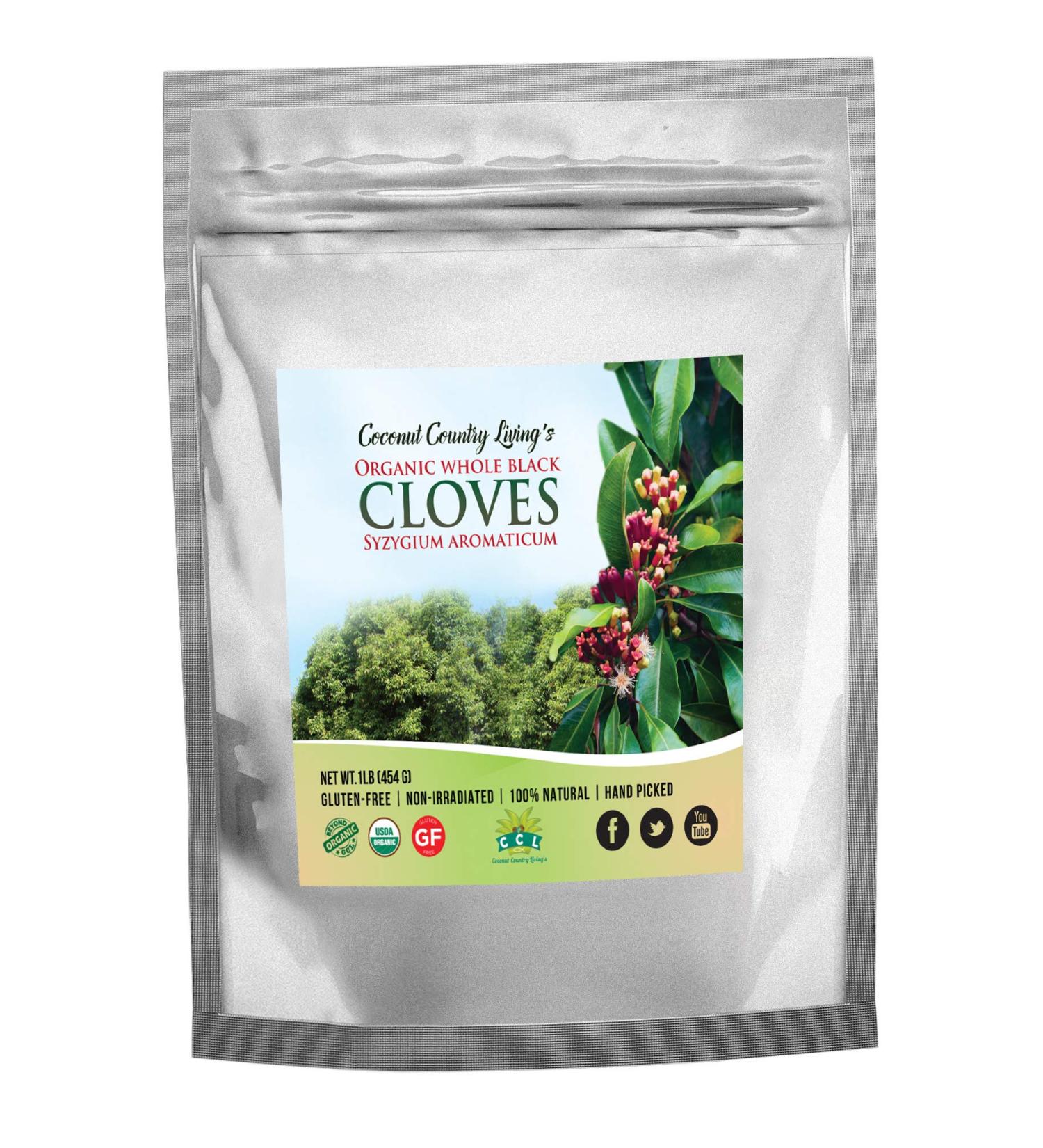 Organic Whole Cloves 1 lb Fair Trade in Mylar Bag | Includes E-Book of Cloves Secrets and Gourmet Recipes - Buy Online on GoSupps.com