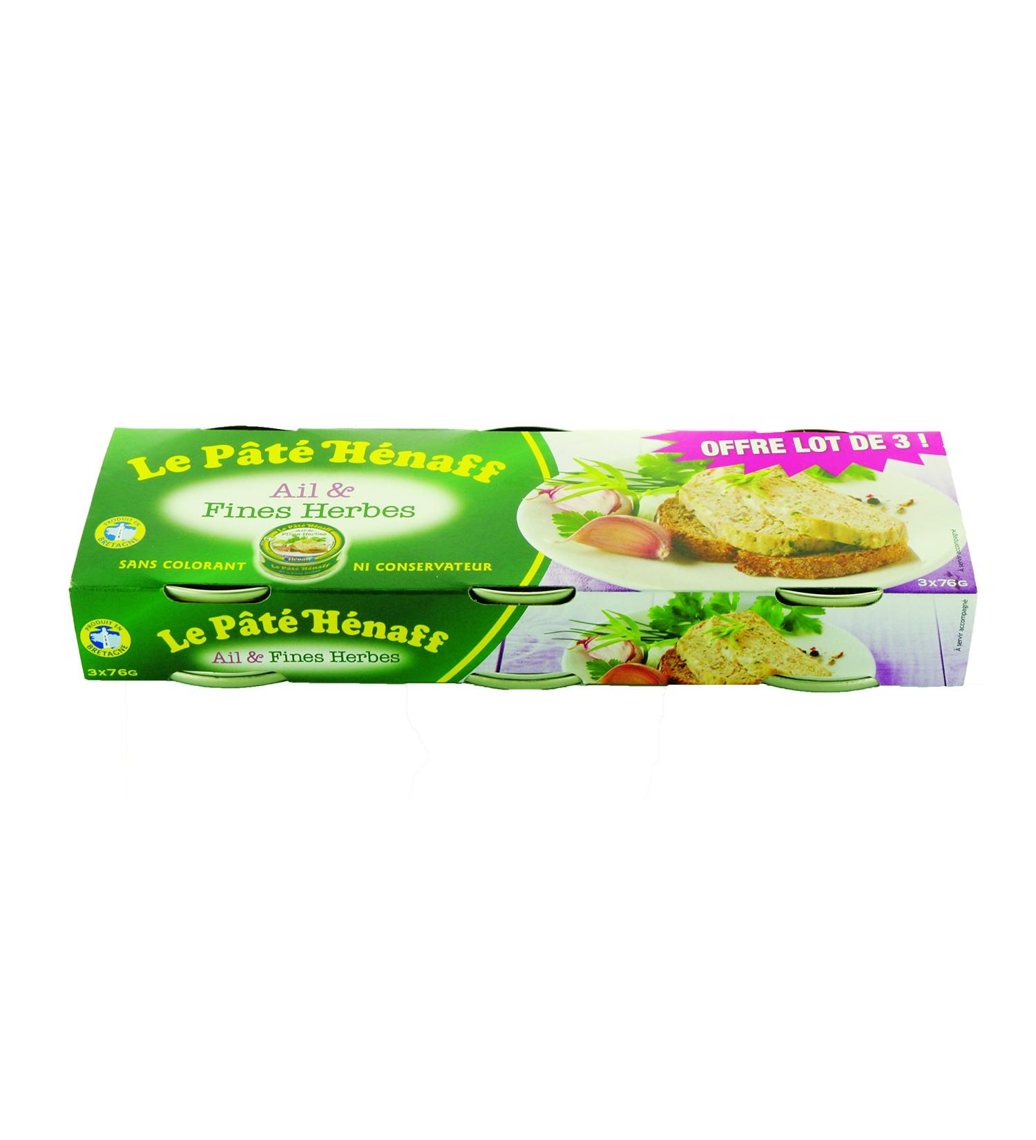HENAFF Le P t Garlic/Fine Herbs 3 x 76 g - Pack of 4 - Buy Online on GoSupps.com