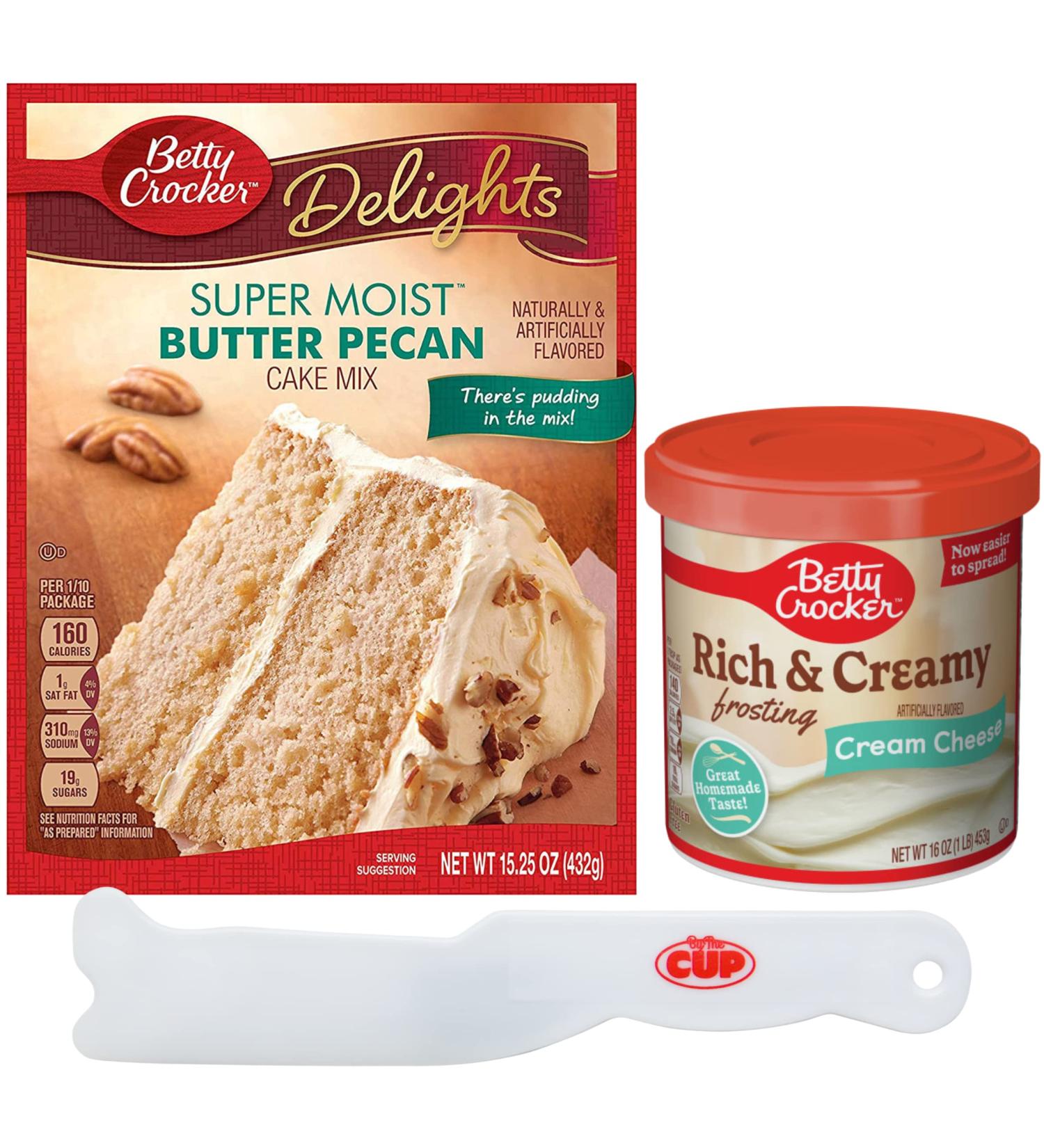 Betty Crocker Butter Pecan Cake Mix & Cream Cheese Frosting Bundle with Frosting Spreader by By The Cup - Buy Online on GoSupps.com