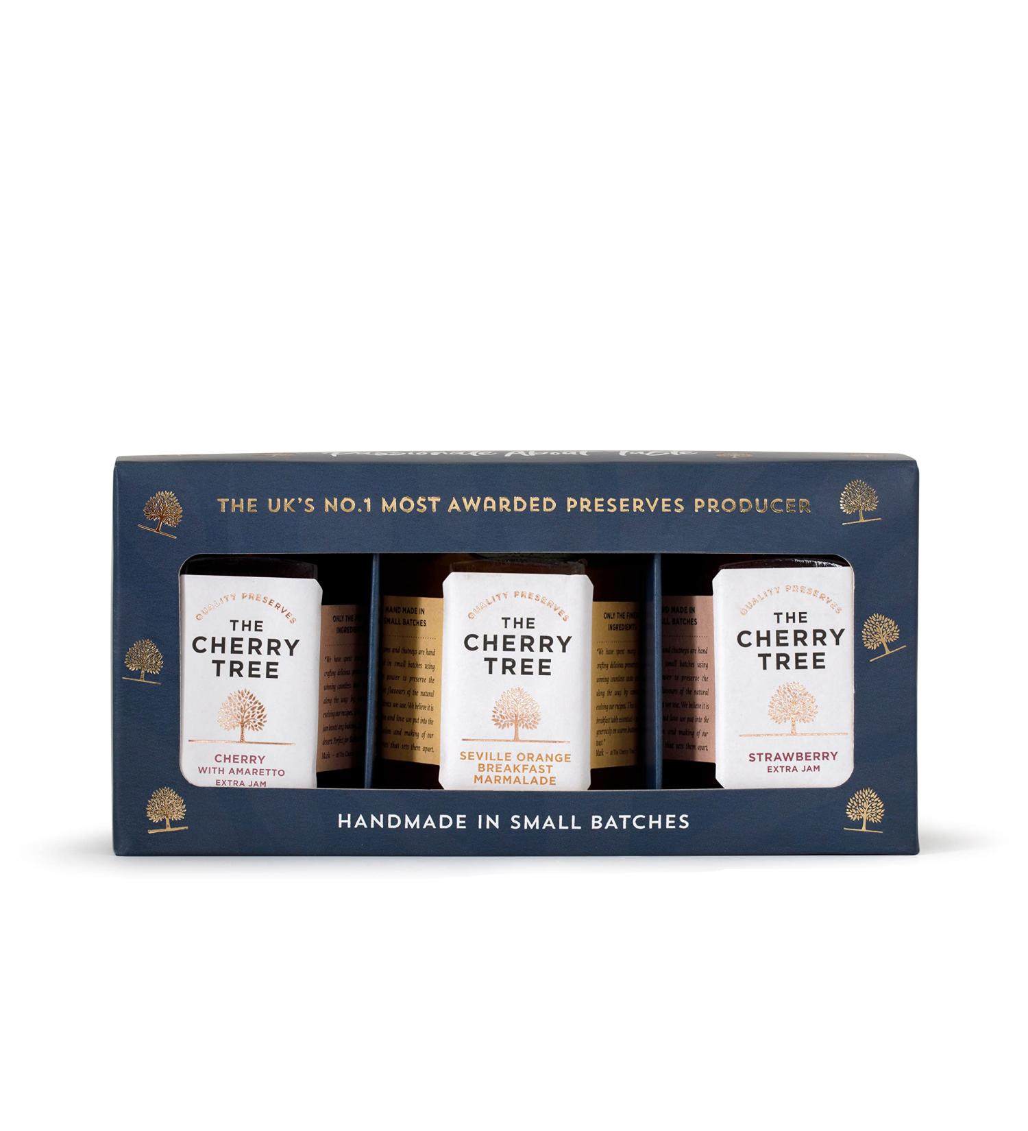 The Cherry Tree|The Cherry Tree Sweet Favourites Includes: Cherry With Amaretto Extra Jam Strawberry Extra Jam and Seville Orange Marmalade 3 x 113g Gift Box