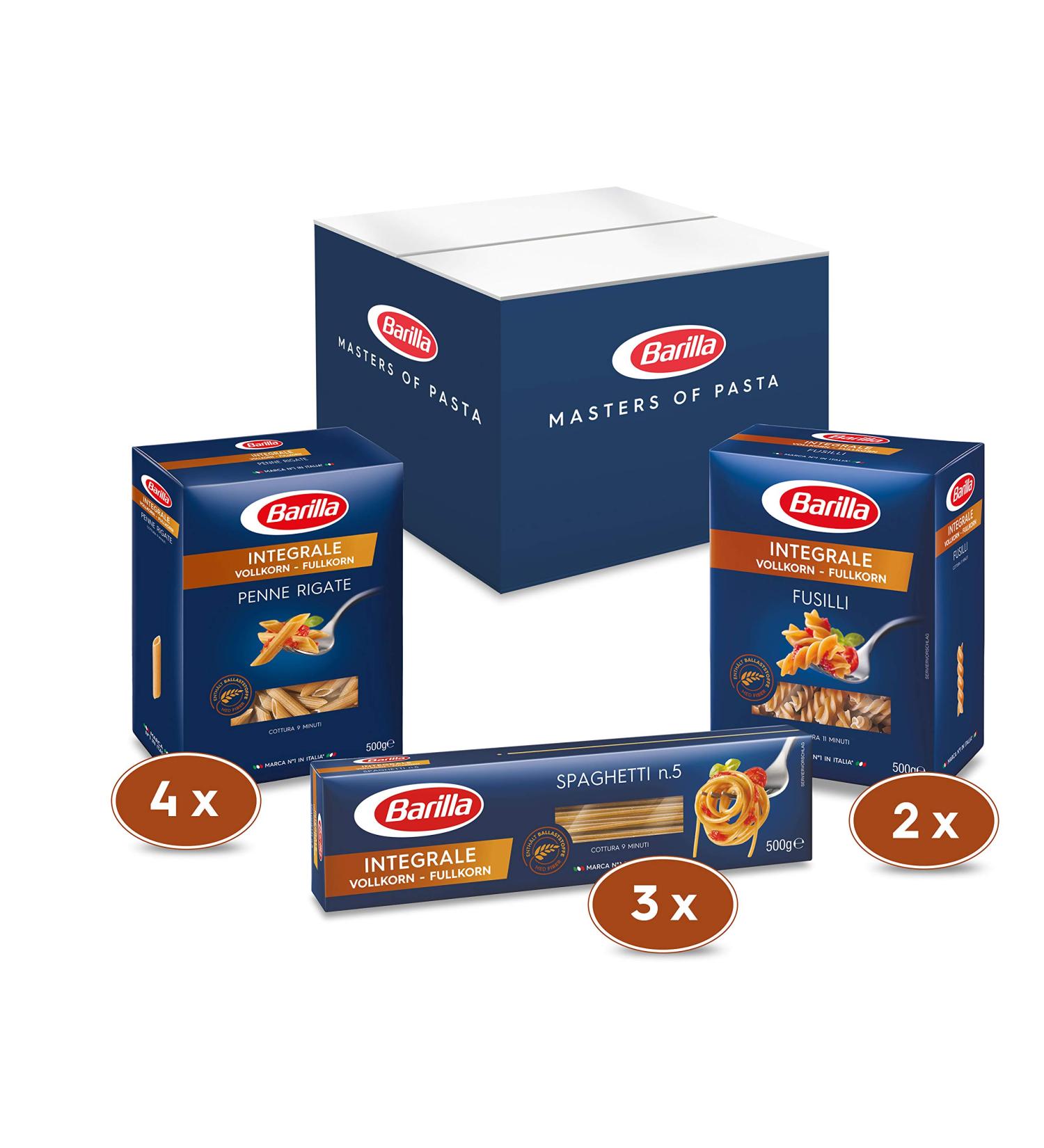  Barilla Barilla Pasta Box Whole Grain Multipack with 3 Varieties of Whole Grain Pasta 9 x 500g - Buy Online on GoSupps.com