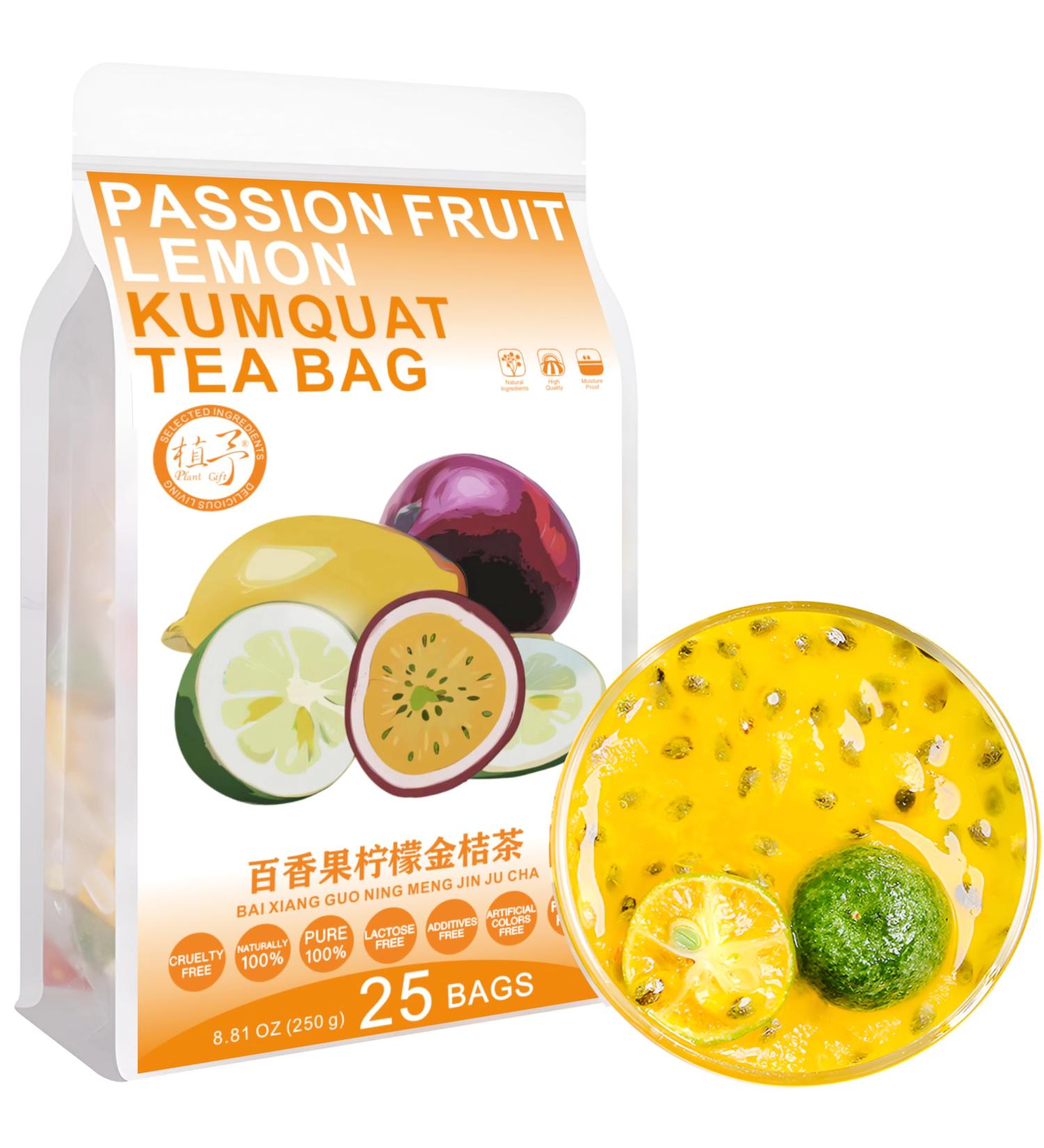 100% Pure Natural Herbal Tea Passion Fruit Lemon Kumquat Tea Bag 250g/8.81oz (10g*25bags) Sans caf ine sans additifs sans OGM - Buy Online on GoSupps.com
