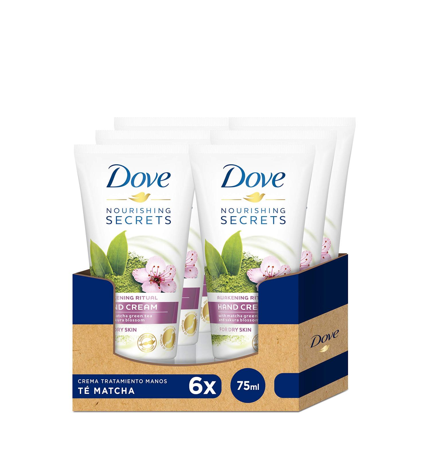 Dove Moisturising Hand Cream with Green Tea & Sakura - 6 x 75 ml | Ideal for Normal to Dry Skin - International Shipping Available - Buy Online on GoSupps.com