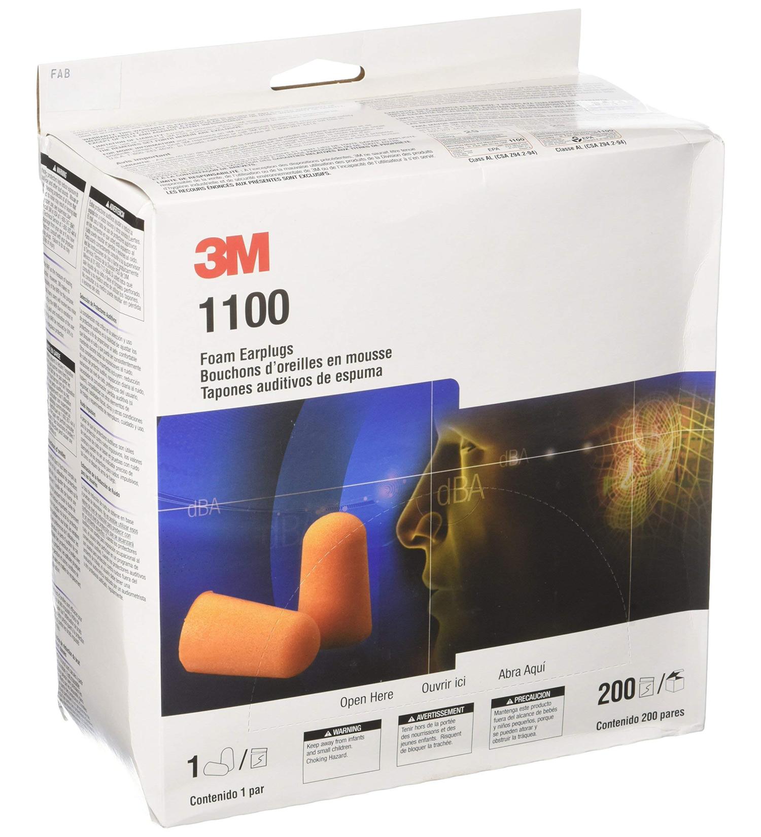 3M 1100 Foam Ear Plugs 200-Pair - Orange | Noise Reduction & Comfort | Bulk Pack - Buy Online on GoSupps.com