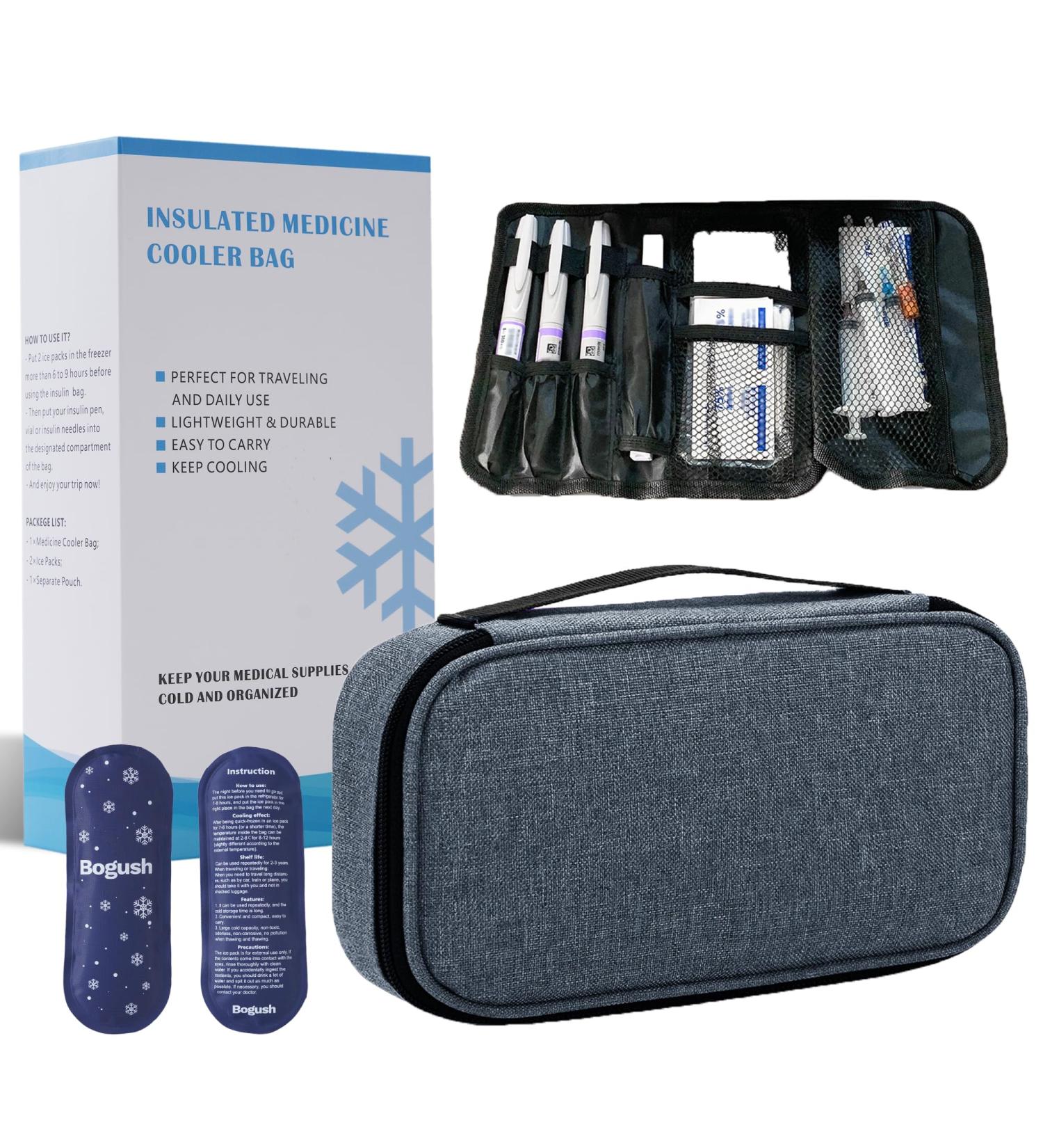 Festaum Diabetic Cooler Travel Case | Insulated Medication Bag with Ice Packs | Diabetes Travel Case in Gray - Buy Online on GoSupps.com