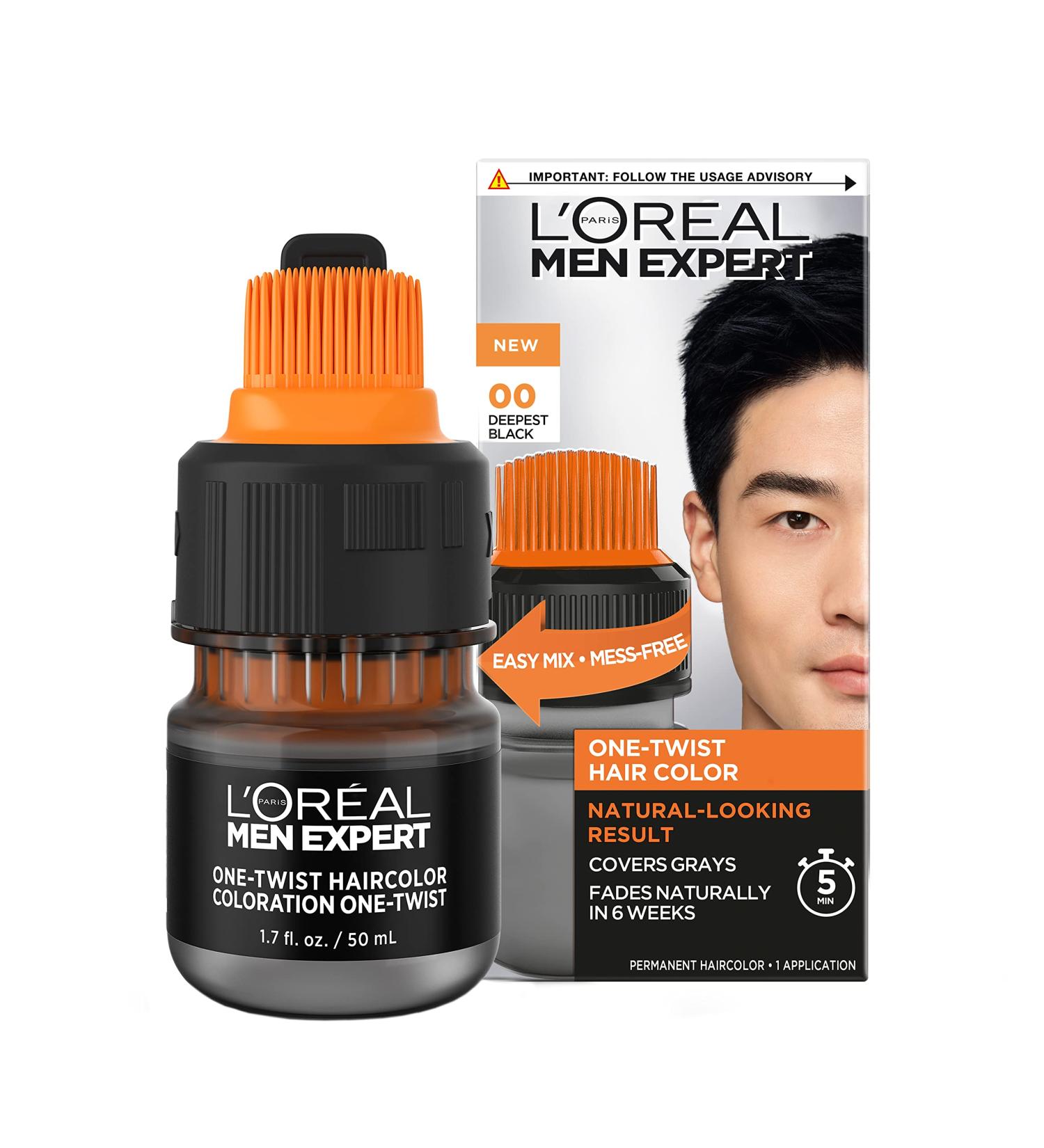 L'Oreal Paris Men Expert One Twist Mess Free Permanent Hair Color - Deepest Black - Ammonia Free - 1 Application Kit - Buy Online on GoSupps.com