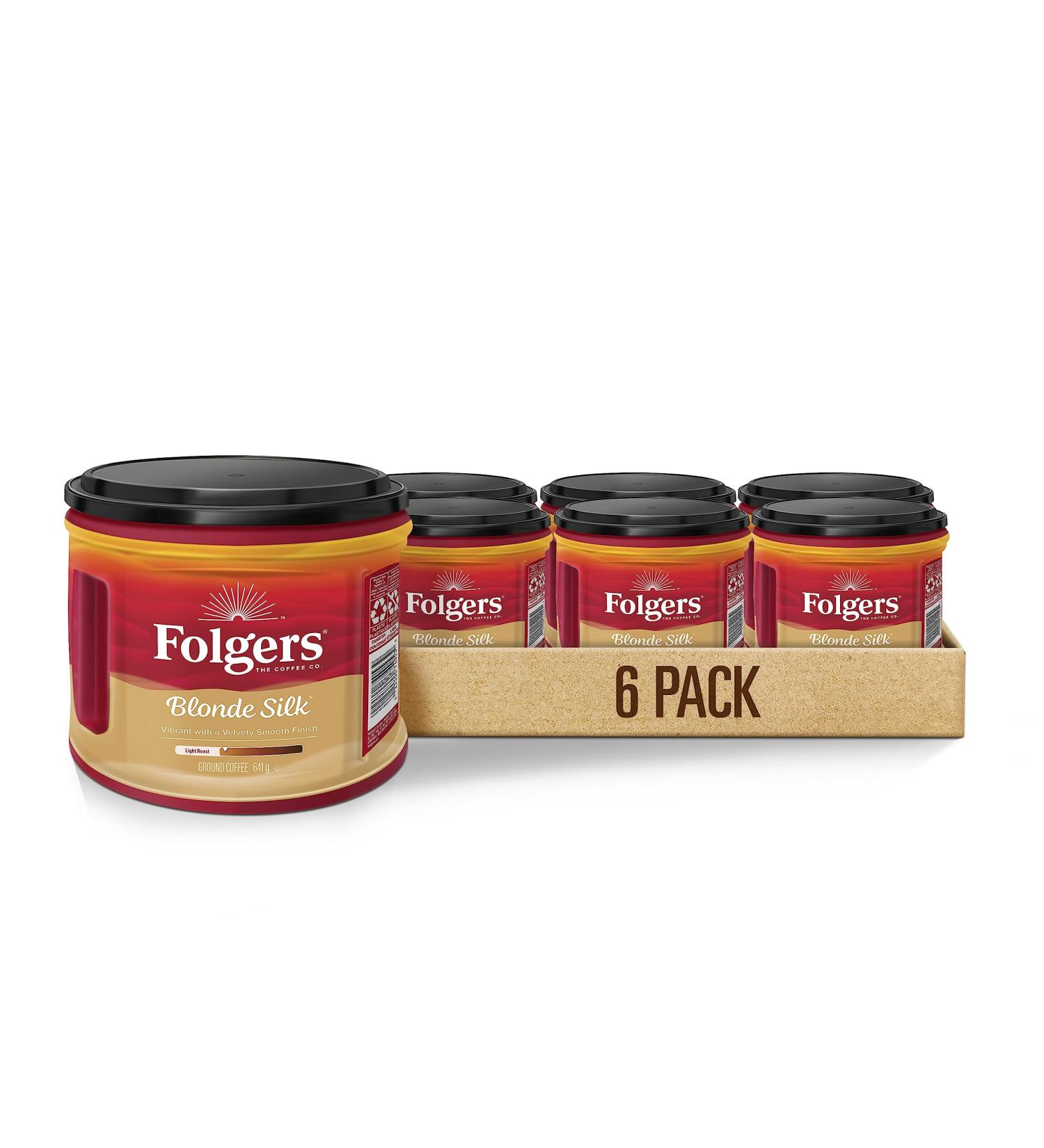Folgers Blond Silk Light Roast Ground Coffee 641g Canisters (Pack of 6) - Buy Online on GoSupps.com