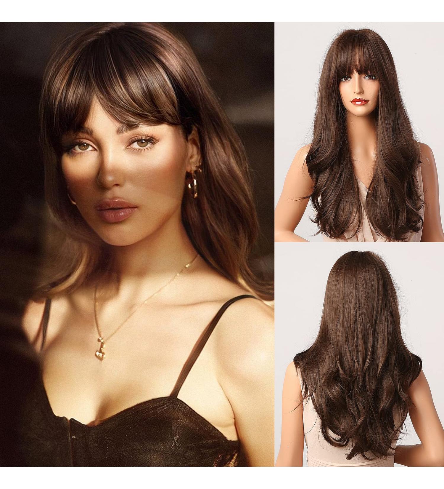 Shop Honybia Long Smooth Ombre Brown Wigs for Women - Realistic Synthetic Heat-Resistant Cosplay Hair for Carnival & Theme Parties - Buy Online on GoSupps.com