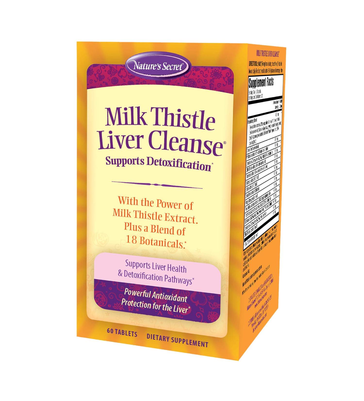 Nature's Secret Milk Thistle Liver Cleanse - 18 Botanical Blend for Detox & Healthy Liver Function - Antioxidant Support - 60 Tablets - Buy Online on GoSupps.com