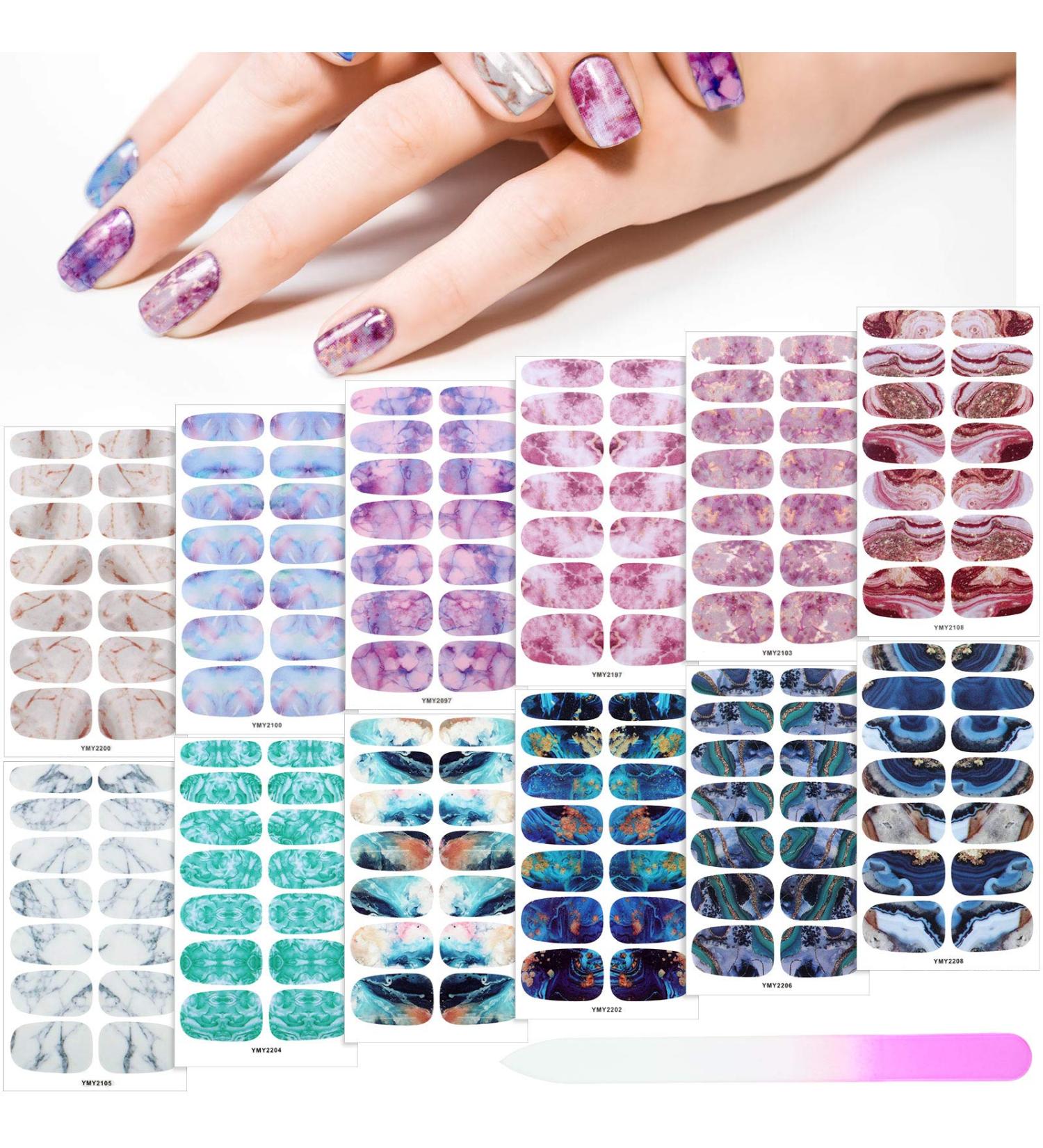 Chic Style Nail Polish Stickers - 168 Self-Adhesive Strips with Glass File - Buy Online on GoSupps.com