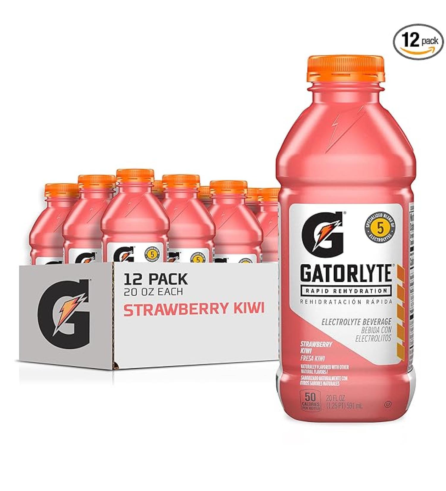 Gatorlyte Strawberry Kiwi Rapid Rehydration Electrolyte Beverage 20 Fl Oz (Pack of 12) - Buy Online on GoSupps.com