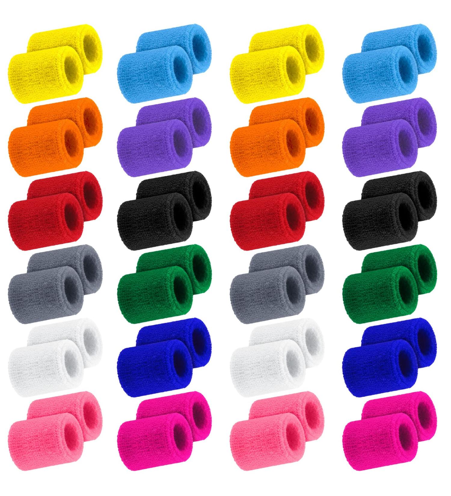 Hungdao Kids Sweatbands - Bulk Athletic Wrist Bands for Sports & Parties - Novel Colors - Pack of 48 - Buy Online on GoSupps.com
