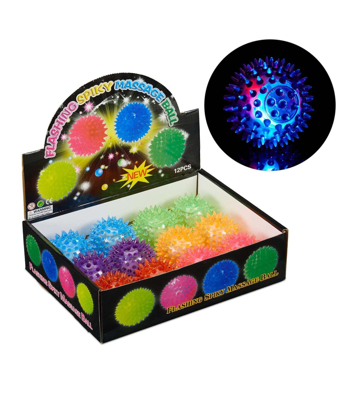 Relaxdays 10024328 LED Hedgehog Ball Set of 12 | Luminous Bouncy & Flashing Spiked Balls - 6.5 cm | International Shipping Available - Buy Online on GoSupps.com