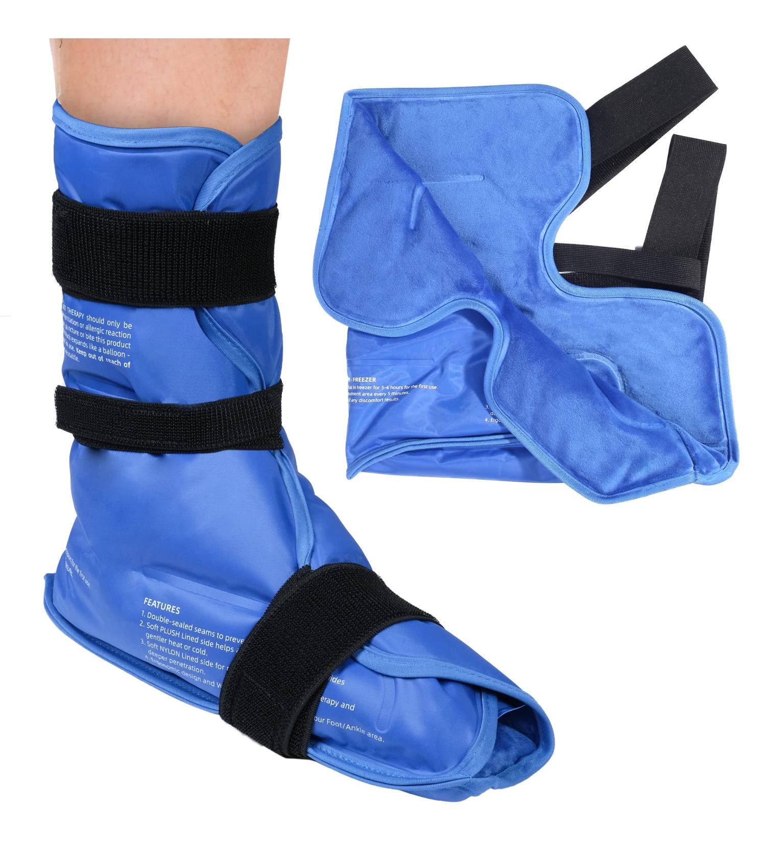 Large Foot Ankle Ice Pack Wrap for Achilles Tendonitis & Plantar Fasciitis Relief - Hot Cold Therapy Gel Pack with Plush Lining and Strap - Mother's Day Gift - Buy Online on GoSupps.com