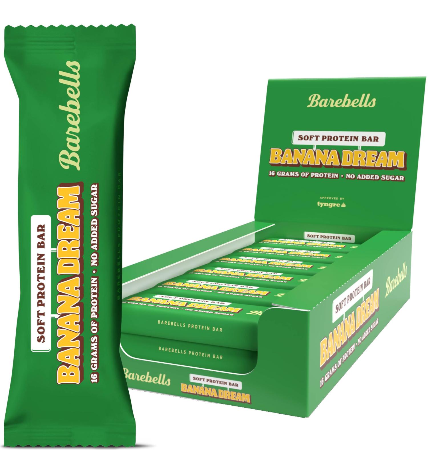 Barebells Protein Bars - 16g Protein Low Carb Chocolate Bars | After Workout Low Calorie Snacks | 12 x 55g Soft Bars Banana Dream - Buy Online on GoSupps.com
