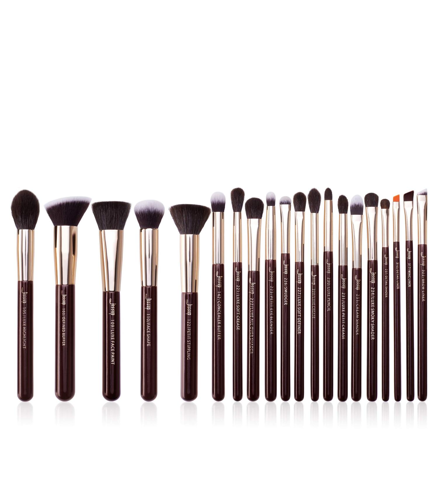Jessup 20pcs Zinfandel T281 Makeup Brush Set - Professional Soft Natural Bristle for Foundation, Eyeshadow, Blush, and Concealer - Buy Online on GoSupps.com