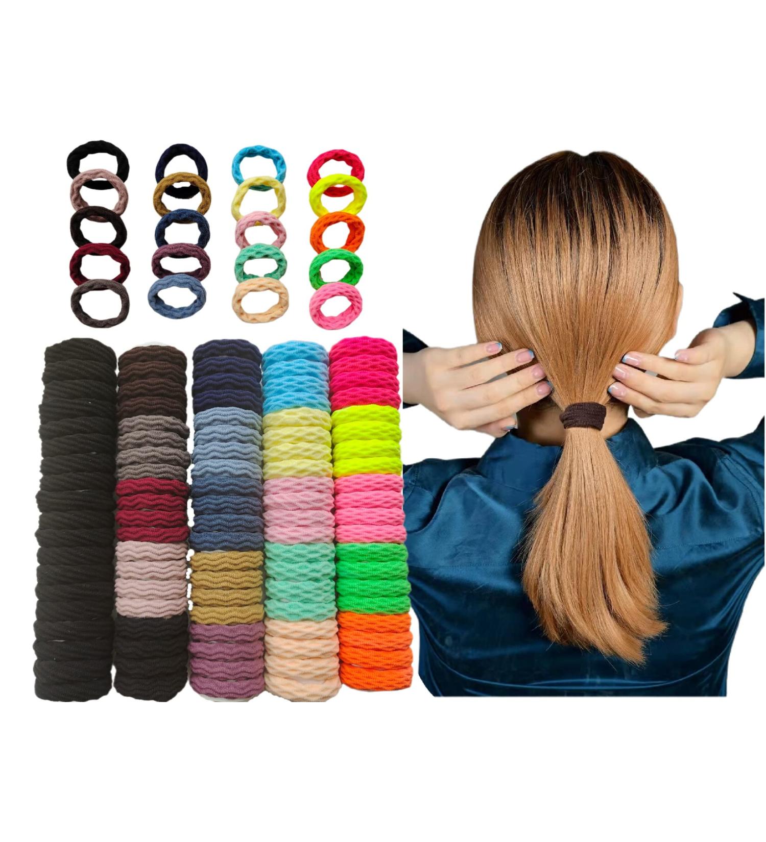 Harmey Non-Slip Seamless Elastic Hair Ties for Thick Hair - 100pcs - Buy Online on GoSupps.com