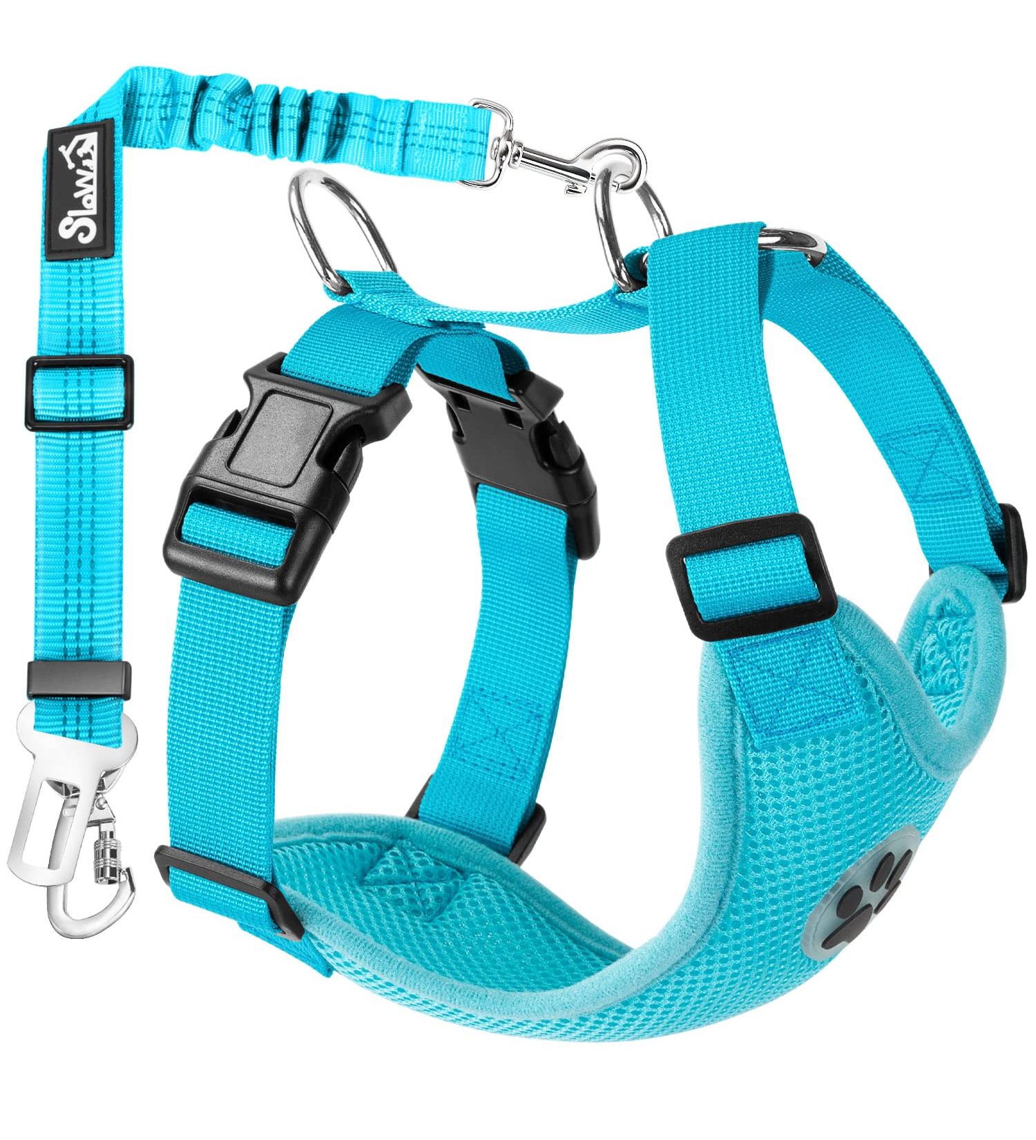 Buy Slowton Dog Harness with Seat Belt Breathable & Secure Car Safety for Dogs - Light Blue Medium - International Shipping Available - Buy Online on GoSupps.com