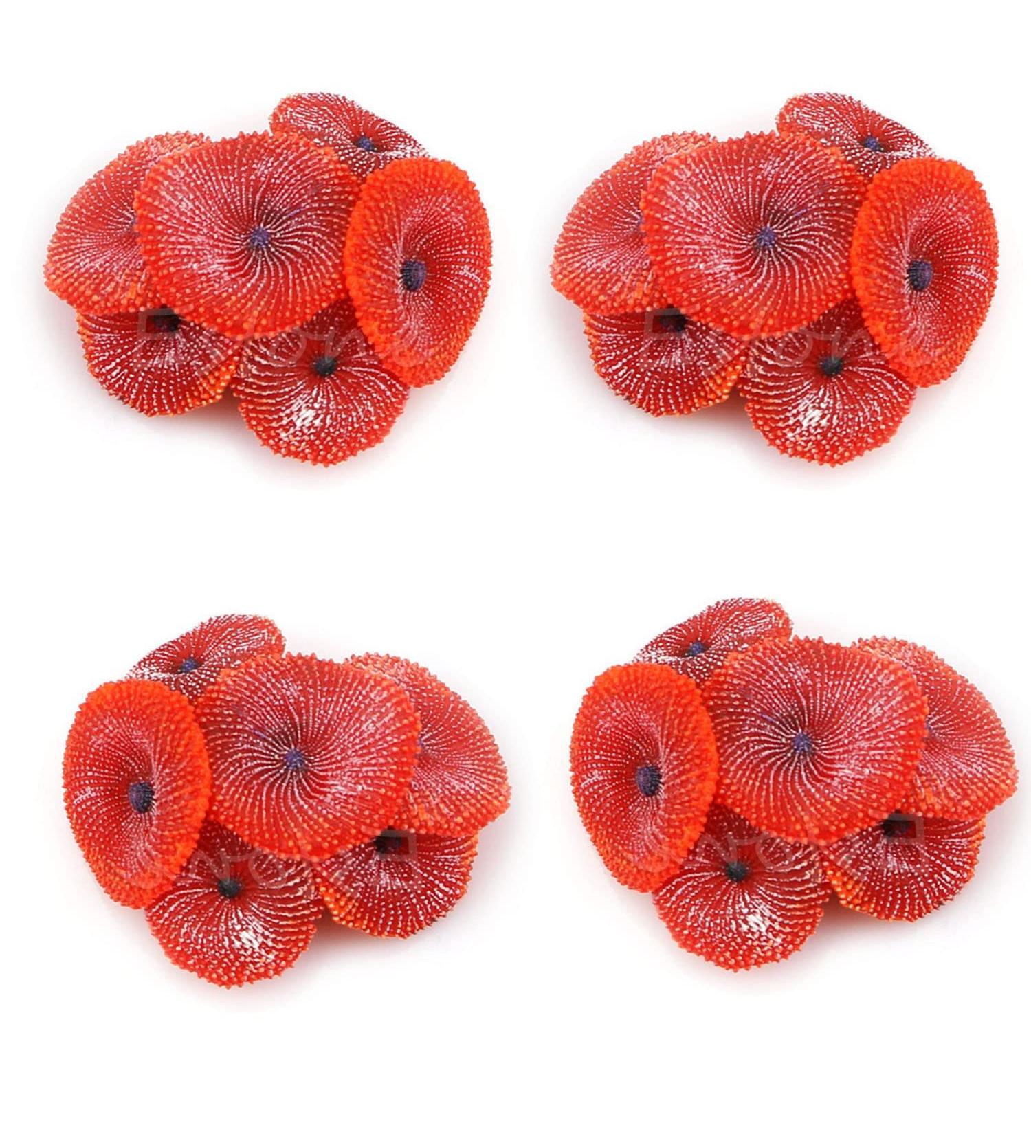 4-Piece Artificial Coral Ornaments for Aquariums - Red Underwater Plants | Perfect Fish Tank Decorations - Buy Online on GoSupps.com
