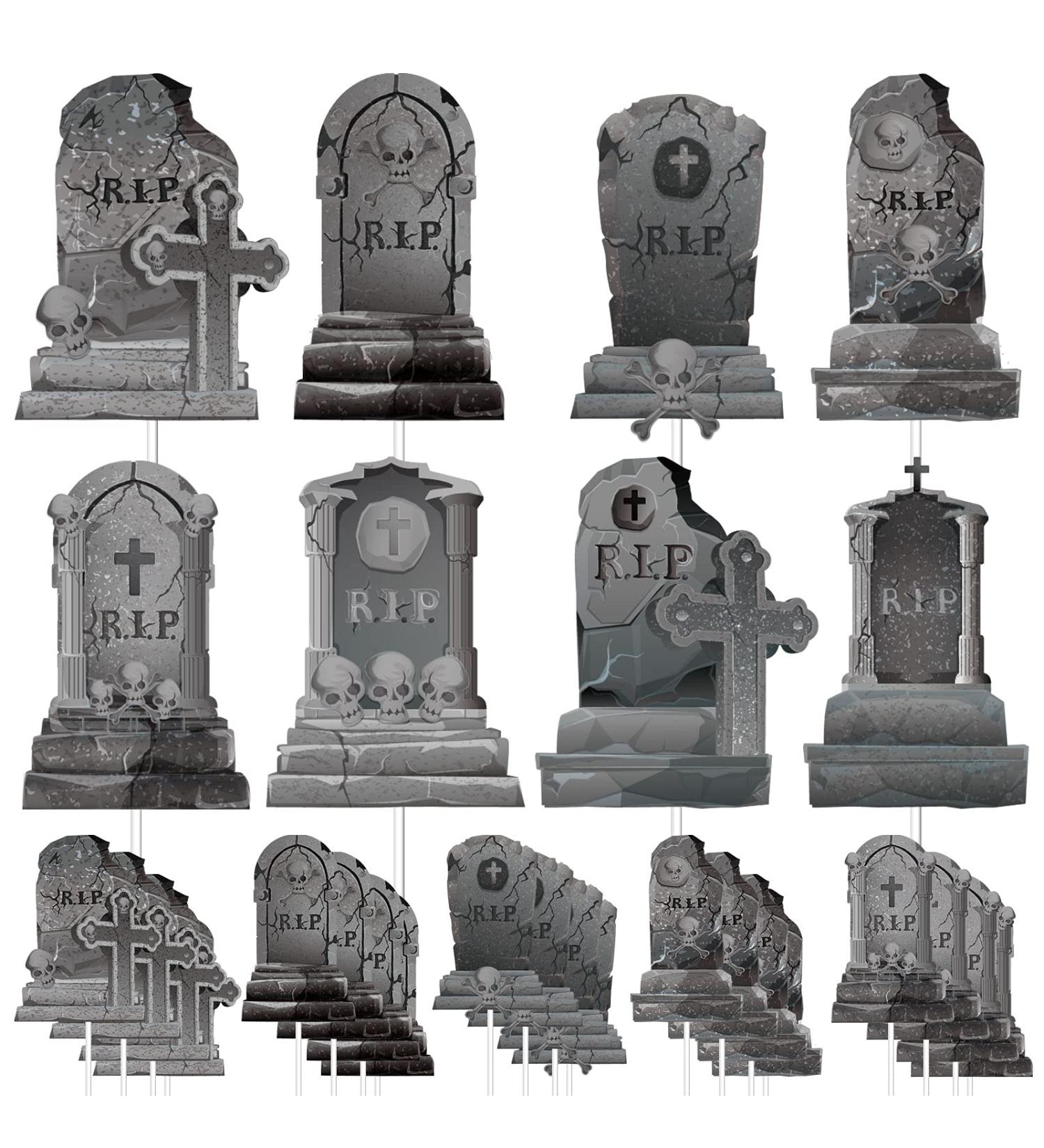 Whaline 24Pcs Halloween Cupcake Toppers 8 Designs Tombstone Graveyard Cake Toppers Scary Cupcake Decoration Table Centerpiece Sticks Appetizer Picks for Party Supplies - Buy Online on GoSupps.com