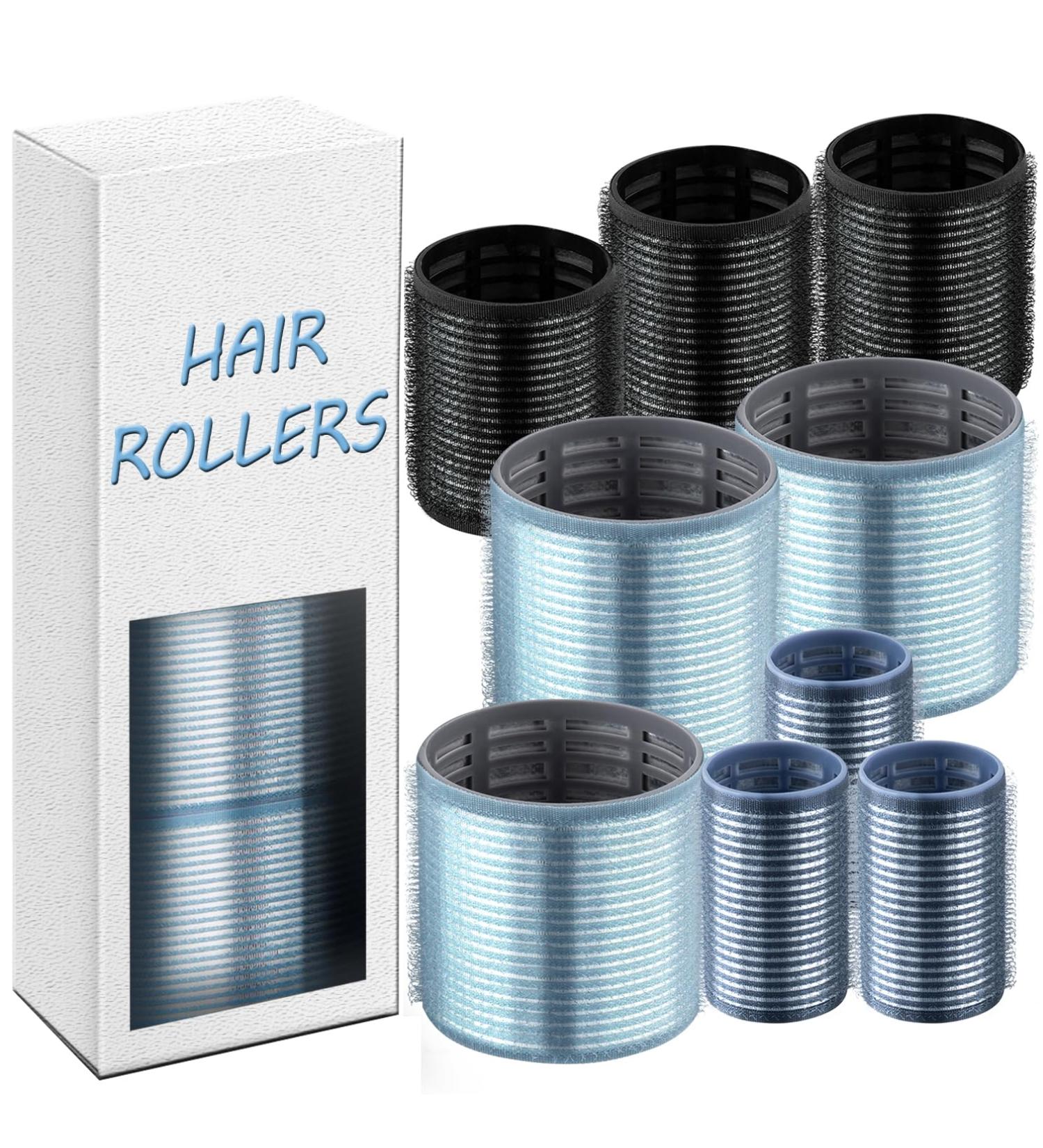 xnicx 9pcs Hair Roller Set Hair Curlers Self-Grip Ceramic Ionic Thermal Hair Rollers Hair Rollers Hair Curlers to Sleep In for Hair Blowout Look Salon Quality Hair Rollers for Long Short Hair Gray - Buy Online on GoSupps.com