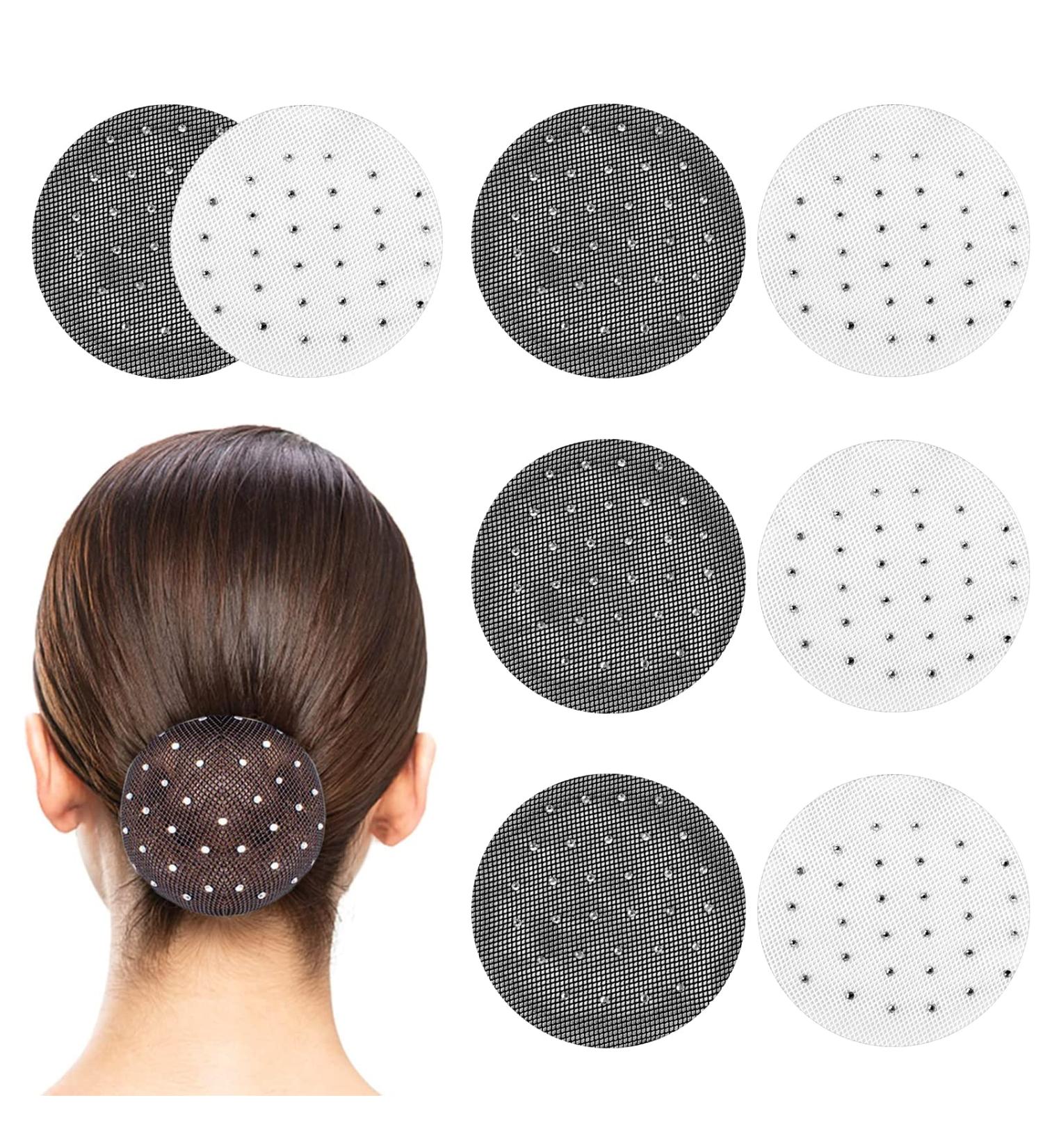 Ruicaifu 8pcs Elastic Hair Nets Shiny Invisible Hair Net Bun Cover with Rhinestones Elastic Edge Mesh Women Hair Nets for Ballet Dancer Chef Nurse Bank Officer (Black and White) - Buy Online on GoSupps.com