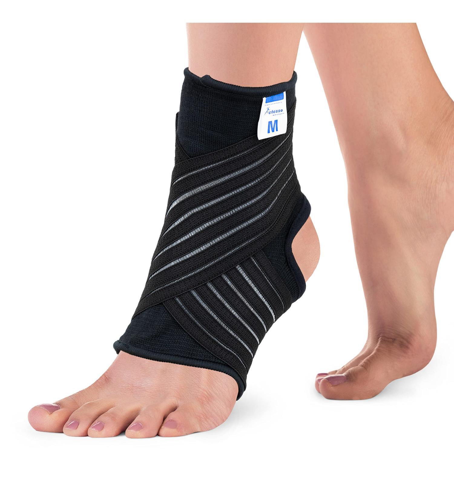 Actesso Ankle Support Sleeve with Strap - Ultimate Support for Weak Ankles - Men & Women - Left or Right - Black (S) - Buy Online on GoSupps.com