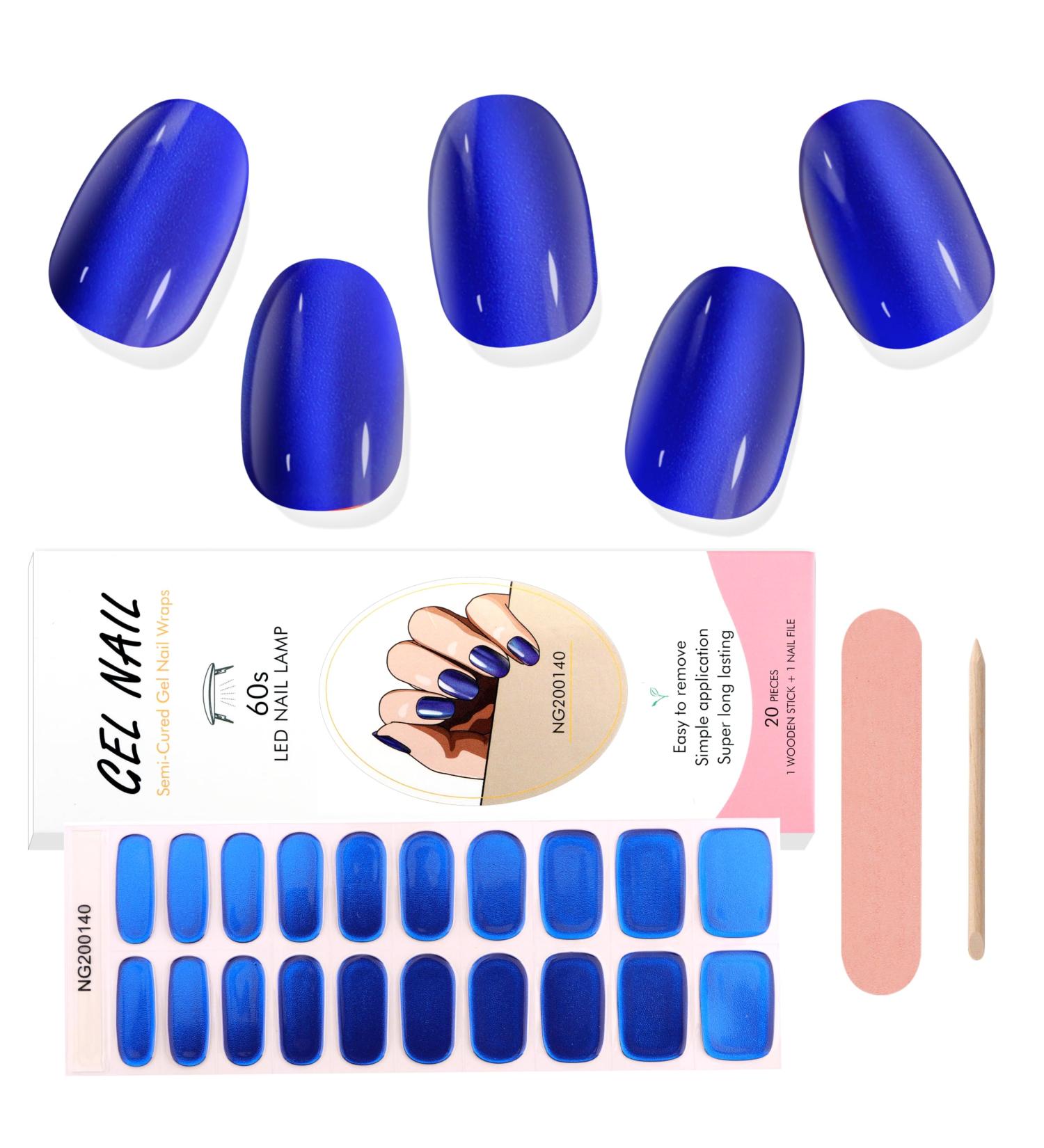 EBANKU 20 PCS Semi Cured Gel Nail Strips Full Wraps with Nail File - #18 | Adhesive Gel Nail Stickers for UV/LED Lamp | Shop Now - Buy Online on GoSupps.com