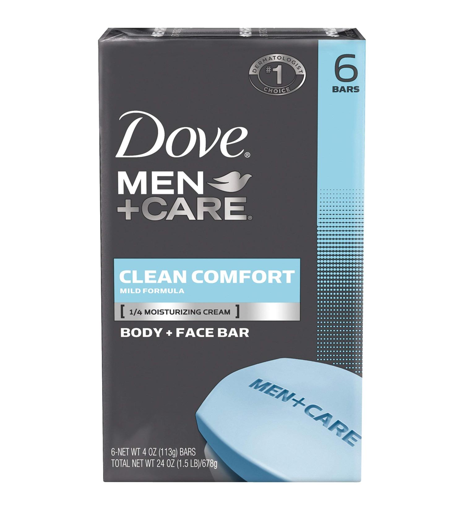 Dove Men+Care Clean Comfort Body and Face Bar 4 oz - Gentle Cleansing Bar for Men - Buy Online on GoSupps.com