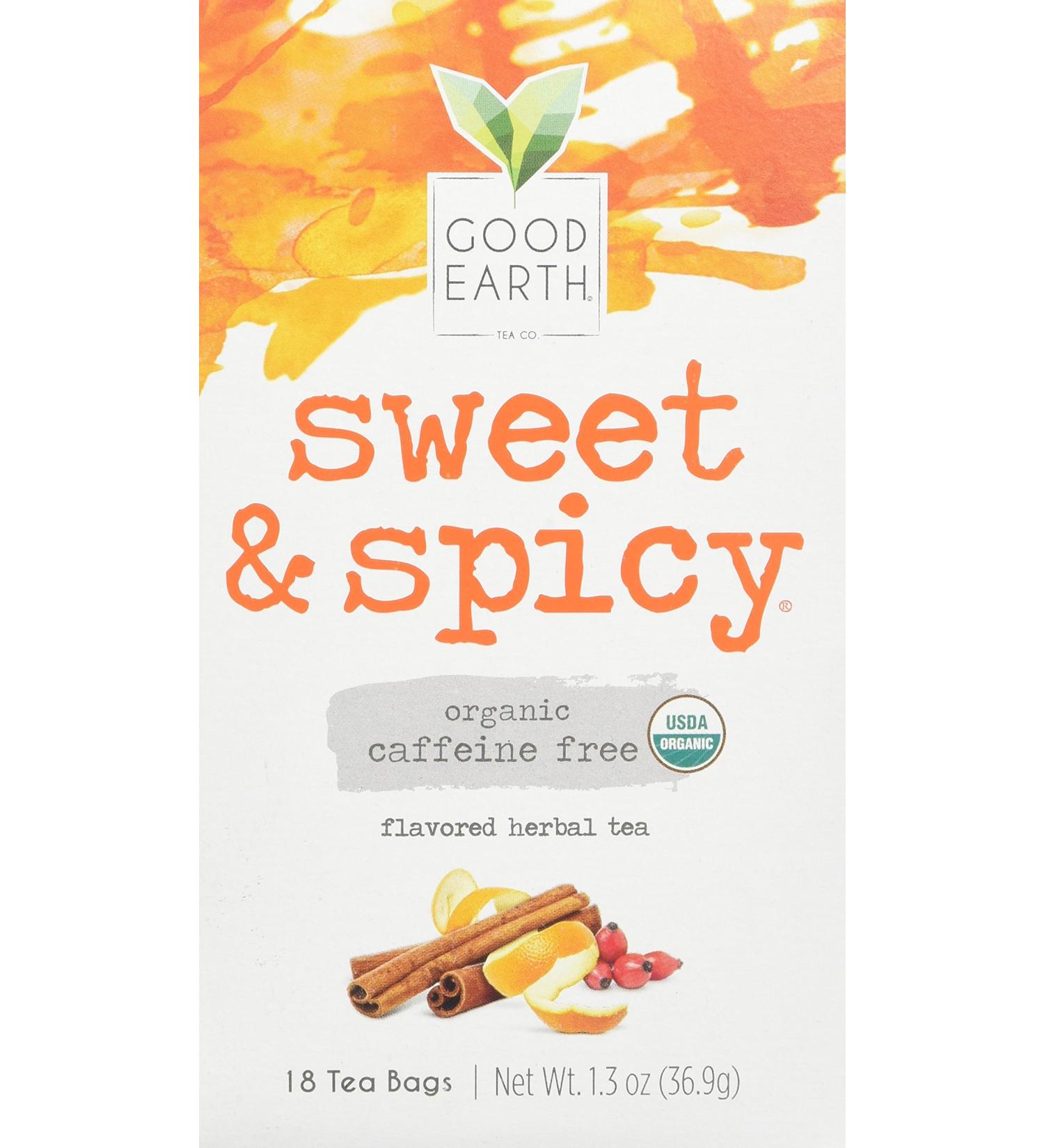 Organic Sweet & Spicy Herbal Tea - Caffeine Free | Good Earth Teas (18 Bags) - Buy Online on GoSupps.com