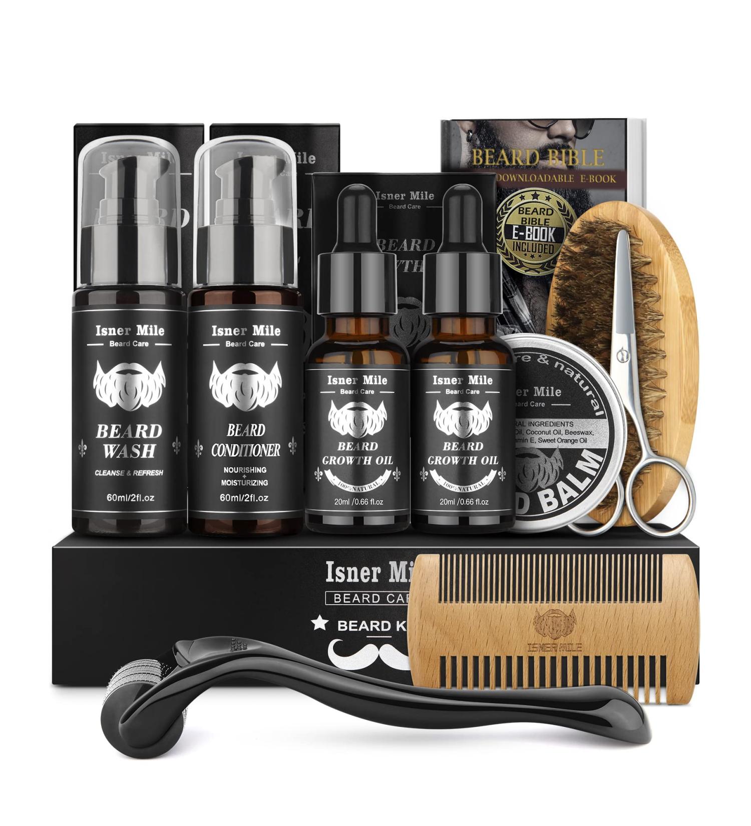 Beard Growth Kit with Roller, Oil, Brush & More - Christmas Gift for Men - Buy Online on GoSupps.com