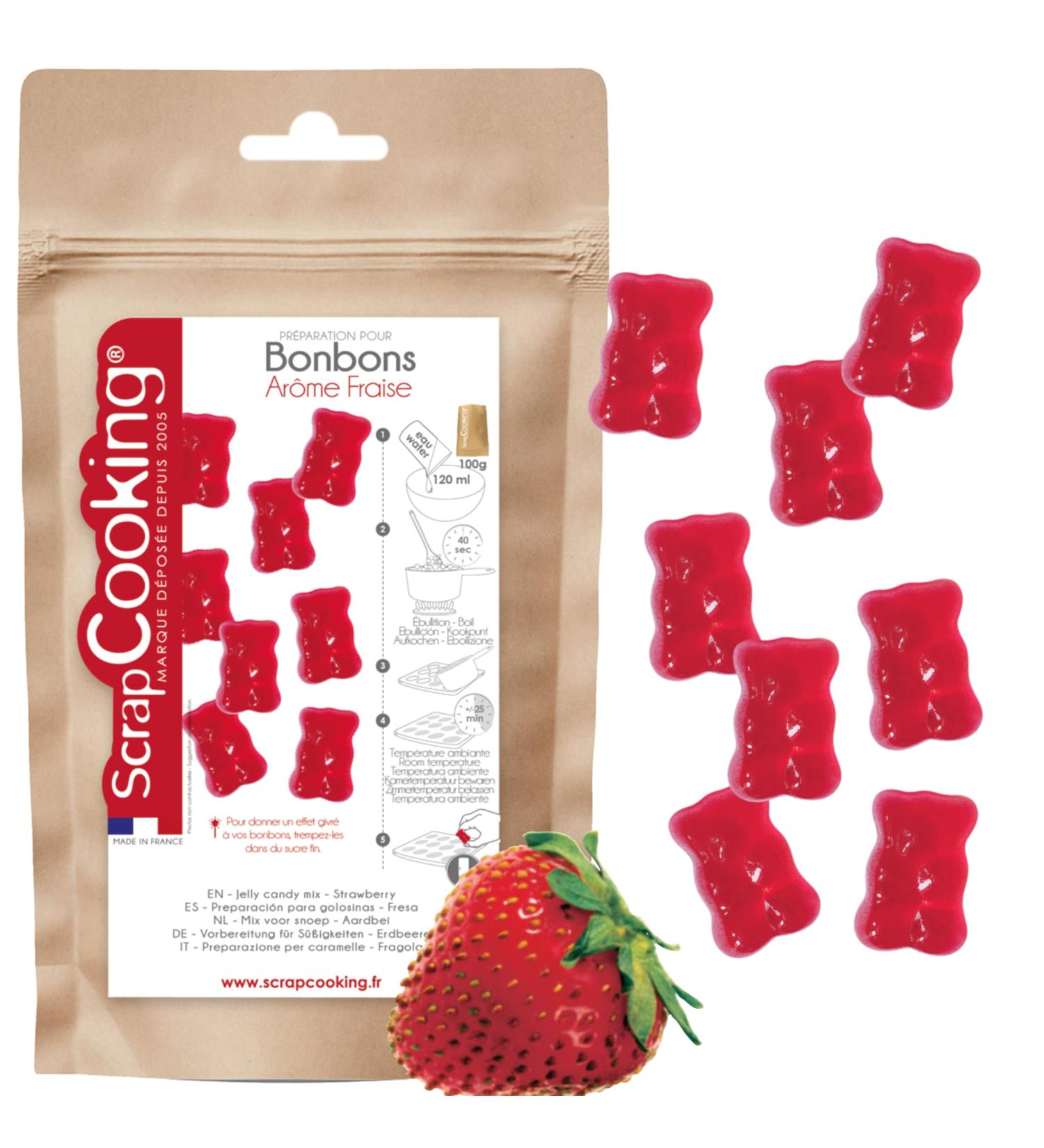  ScrapCooking ScrapCooking - Strawberry Candy Preparation 100g - Sweet Preparation for Making Home Sweets - Mix for Sweets Bears & Gummies - Birthday Children - Red - 8542 - Buy Online on GoSupps.com