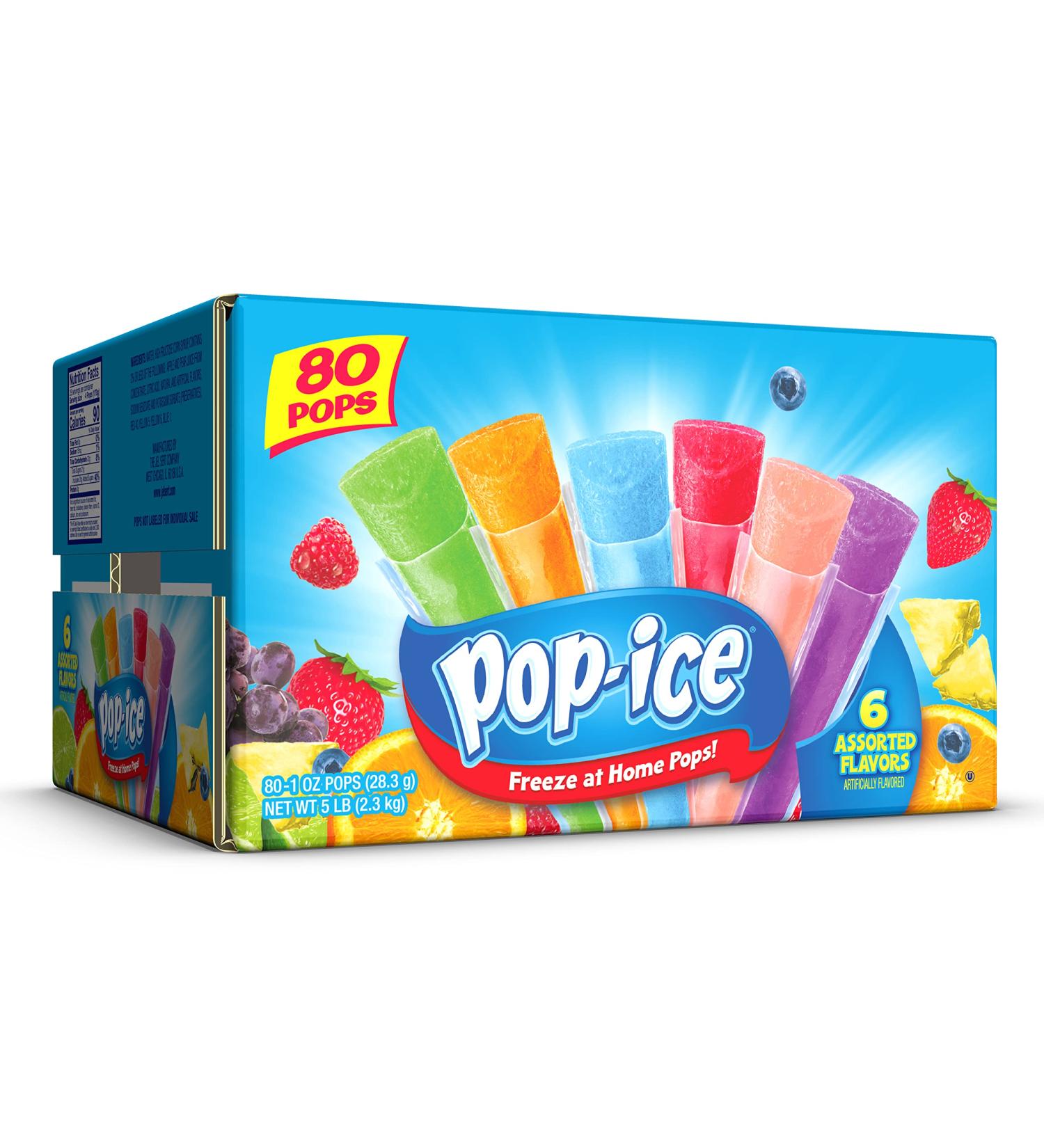 Pop-Ice Assorted Flavors Freezer Pops - 80 Fat-Free Ice Pops (1 oz each) - Pack of 1 - Buy Online on GoSupps.com