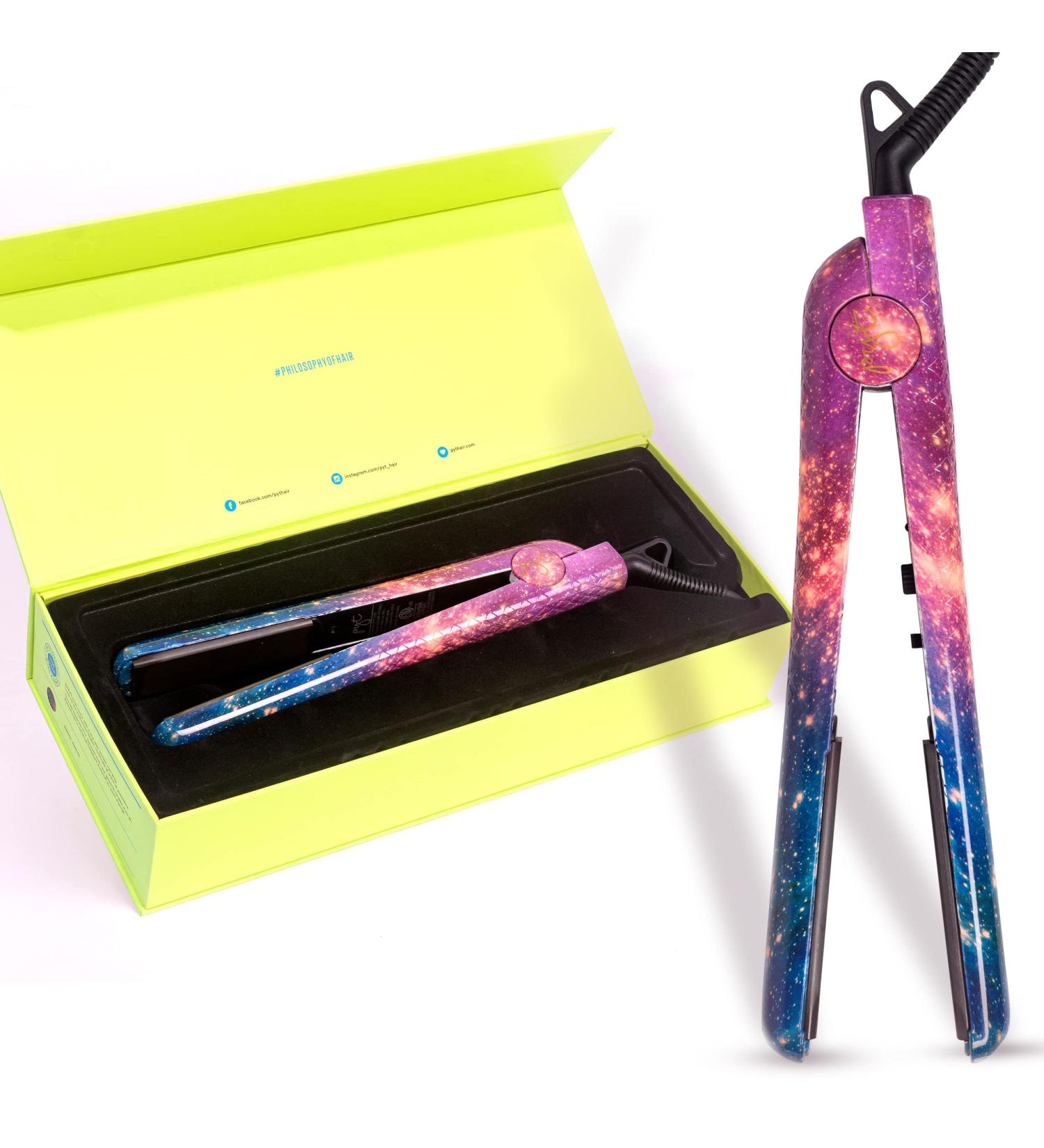 PYT Unicorn Pro Hair Straightener - Ceramic Flat Iron for All Hair Types | 150W Adjustable Temperature | Curl Wave & Straighten (Galaxy - Buy Online on GoSupps.com