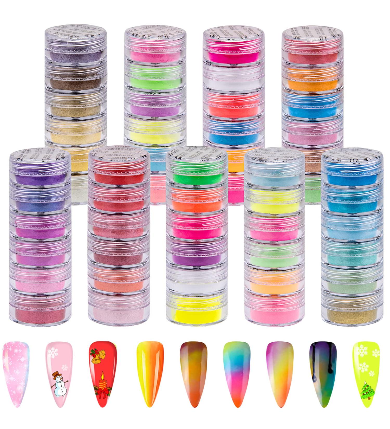 Duufin 54 Colors Pigment Nail Powder - Glitter for DIY Nail Art & Decoration | International Shipping Available - Buy Online on GoSupps.com