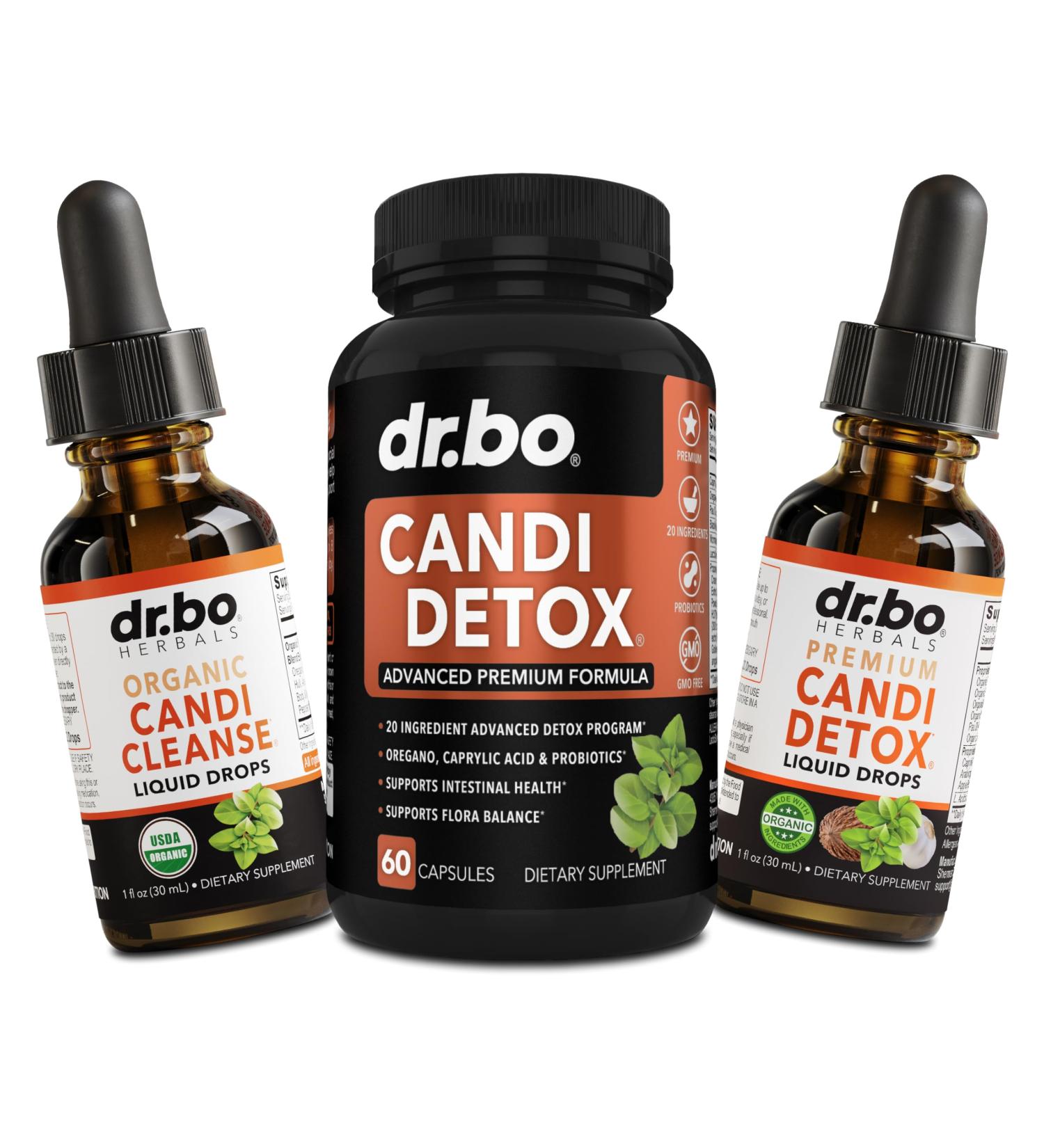 Candida Cleanse Detox for Women & Men - Candi Detox Support Supplement Pills Liquid Drops Tincture Gut Balance Probiotic Flora Complex Supplements - Organic Oregano Oil Drops Caprylic Acid Capsules - Buy Online on GoSupps.com