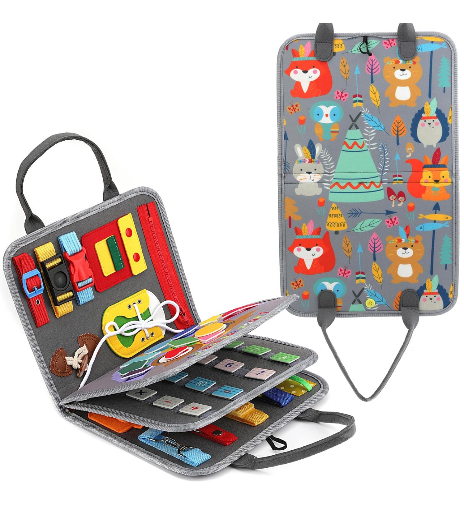 Hb.ye BusyBook Busy Board for Toddlers | Montessori Educational Sensory Toy | Develop Motor Skills & Learning for Ages 1-4 | Gray - Buy Online on GoSupps.com