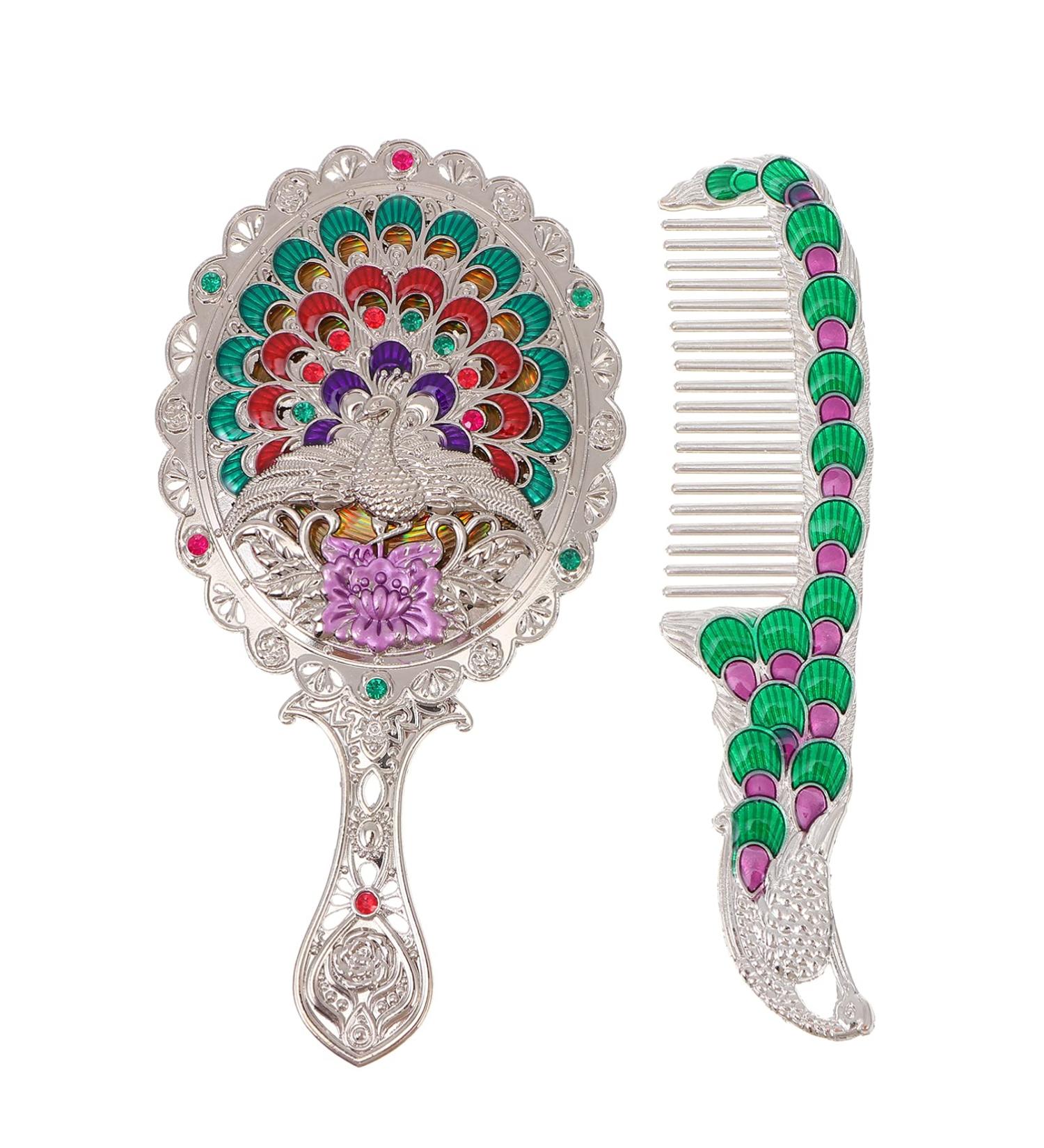 1 Set Mirror Comb Set Vintage Mirror Anti Vintage Makeup Mirror and Comb Retro Mirror and Comb Vintage Hand Mirror for Women Handheld Makeup Mirror Glass Hair Comb Foldable Miss - Buy Online on GoSupps.com