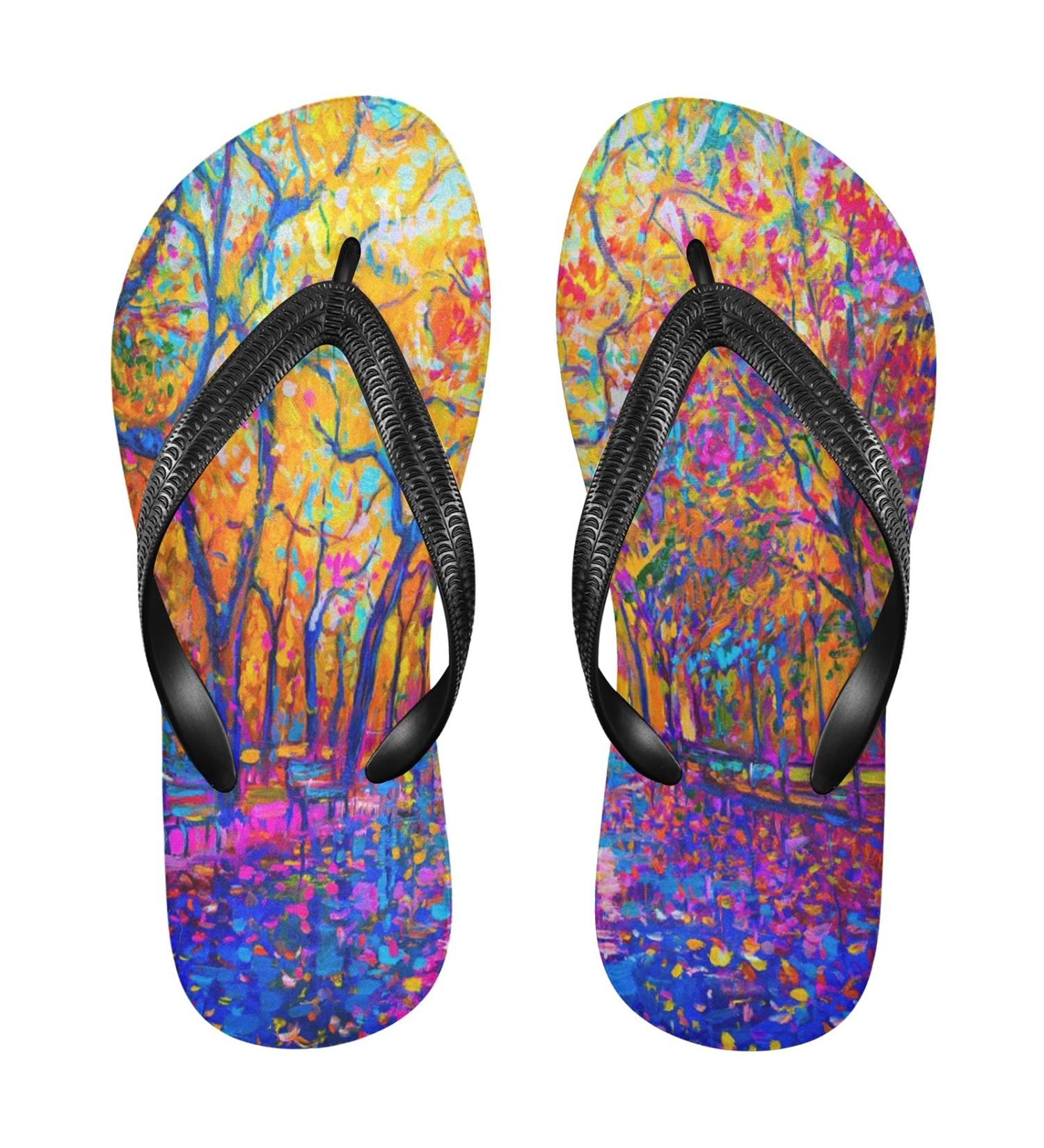 Mnsruu Autumn Tree Maple Leaf Flip Flops | Comfortable Sandals for Men & Women | Home Hotel Spa & Travel Slippers - Buy Online on GoSupps.com