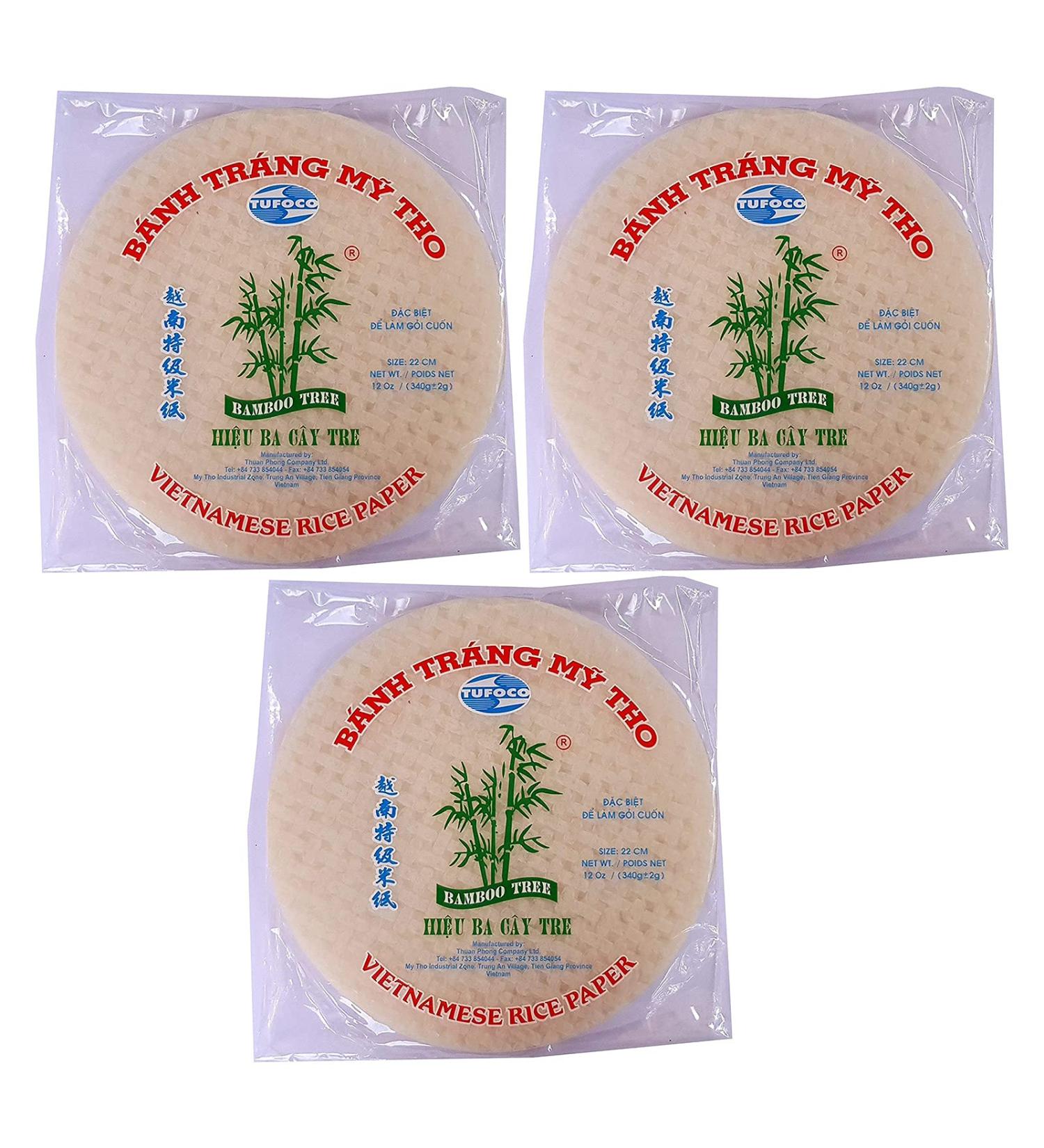  Bamboo Tree Pack of 3 rolls of round Vietnamese rice paper 22 cm 340 g - Buy Online on GoSupps.com