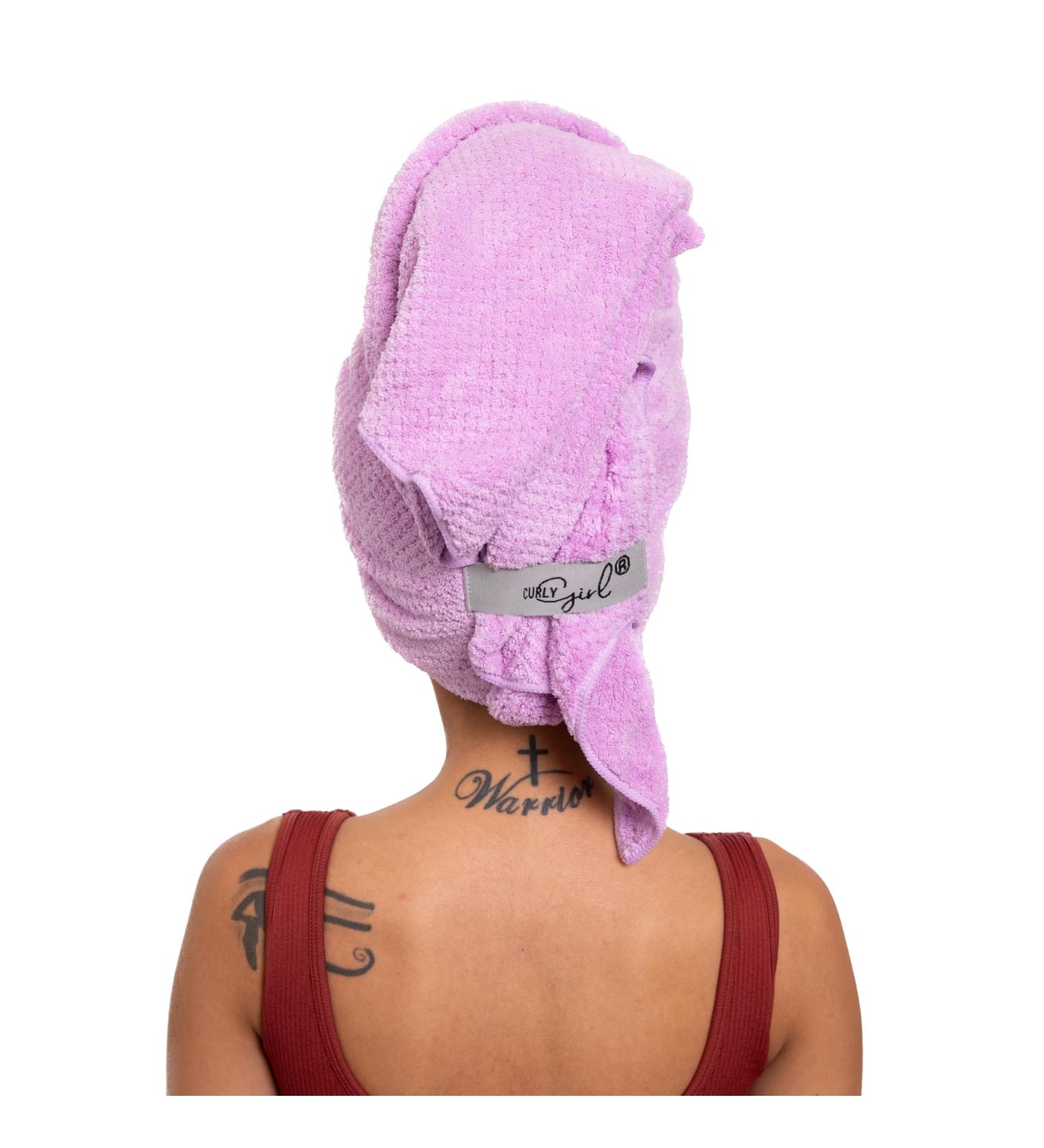 Curly Girl Microfiber Hair Towel with Strap - Fast Drying Anti-Frizz Waffle Design for Curly Hair - Lavender - Buy Online on GoSupps.com