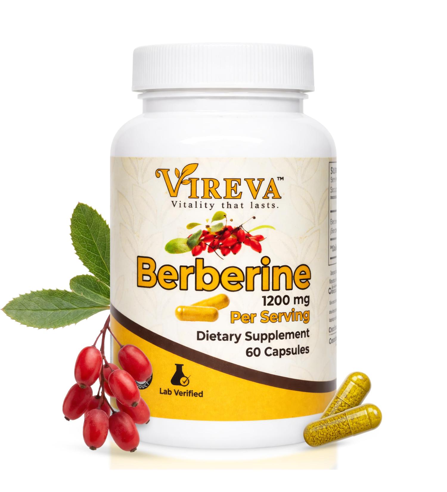 Vireva Berberine 1200 High-Potency Plant-Based Formula for Metabolic Optimization Cellular Vitality & Whole-Body Wellness 60 Vegan Capsules Clean Non-GMO Premium Grade - Buy Online on GoSupps.com