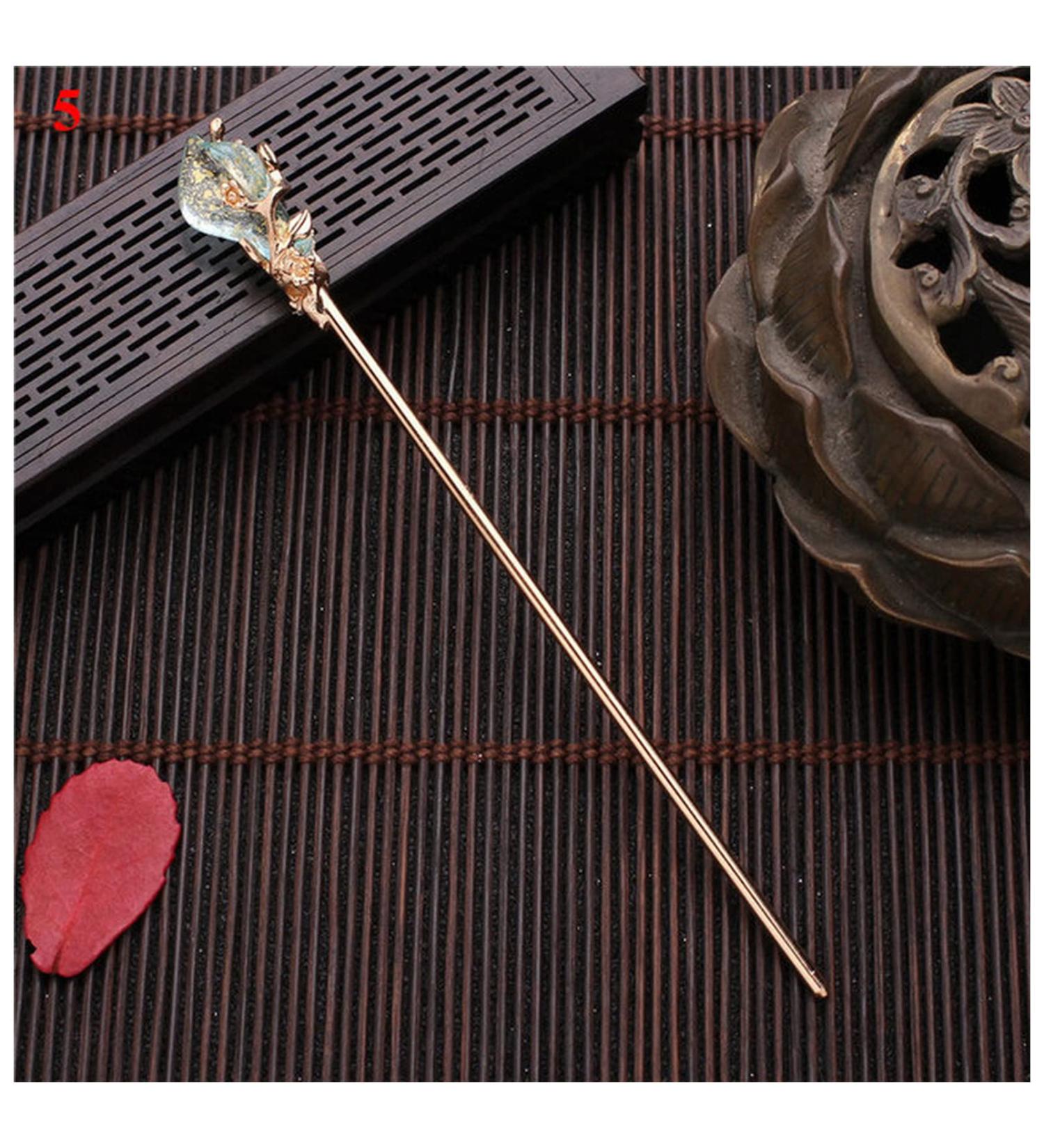 Hair Clips Retro Hanfu Hair Rod Metal Hair Fork Hair Chopsticks Hairpin Jewelry Hairpin Accessories Blue Hair Clips (Size : 5) - Buy Online on GoSupps.com