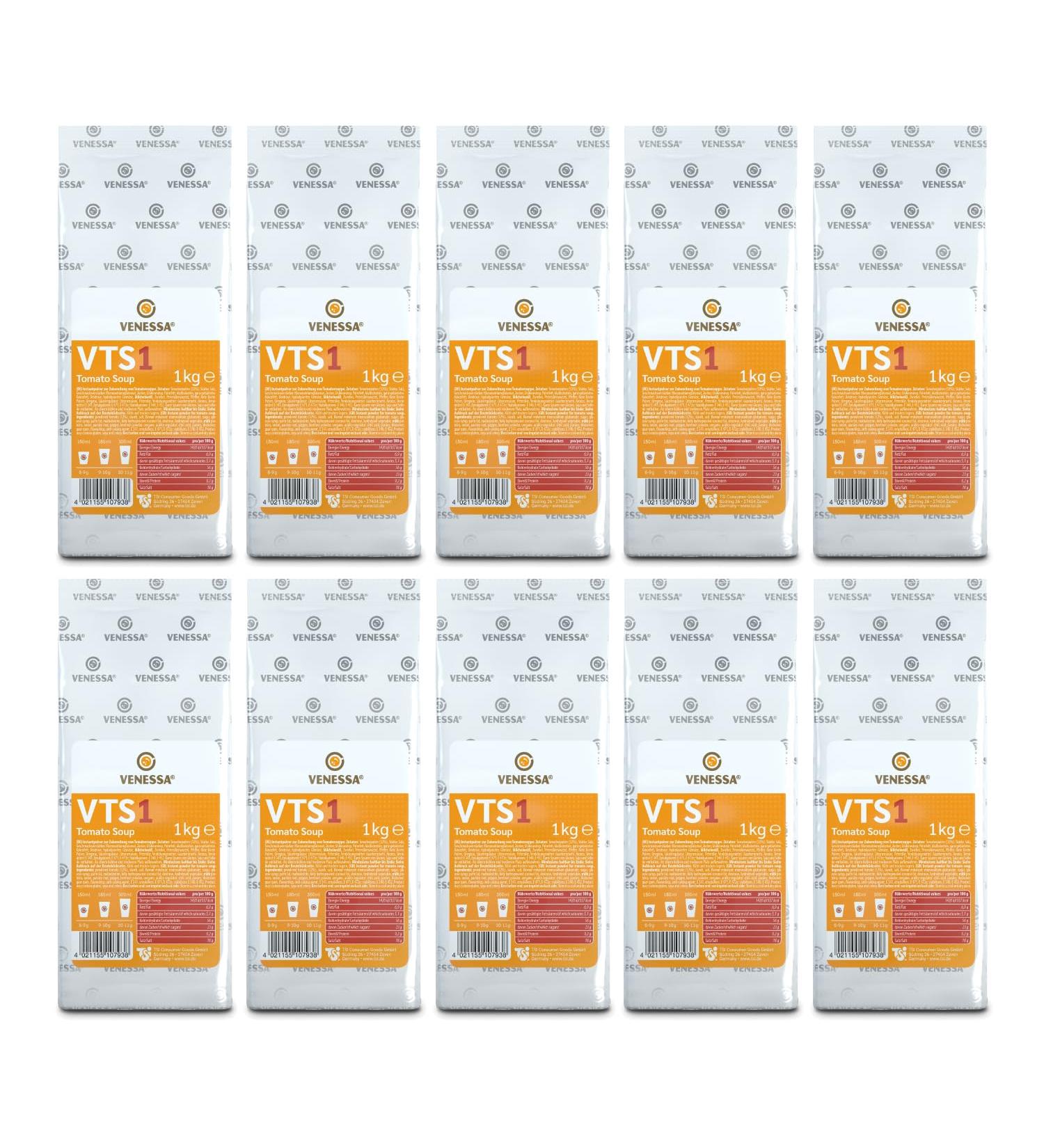 VENESSA VTS 1 Pack of 10 Tomato Soup Powder 1 kg Fresh and creamy automatic soup Natural tomato taste Soluble lump-free Suitable for vending machines - Buy Online on GoSupps.com